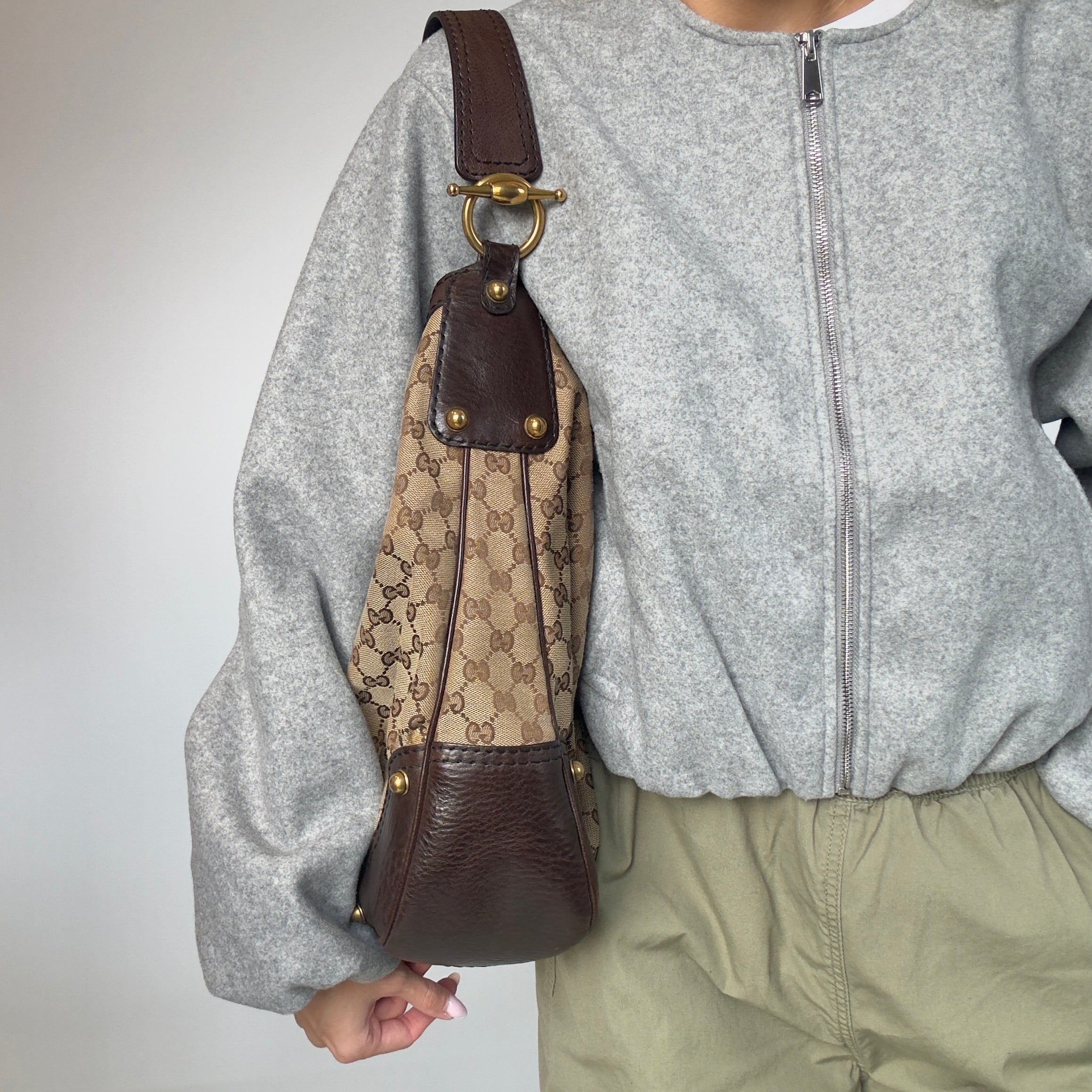 Gucci Monogram Canvas Jockey Hobo - Queen May