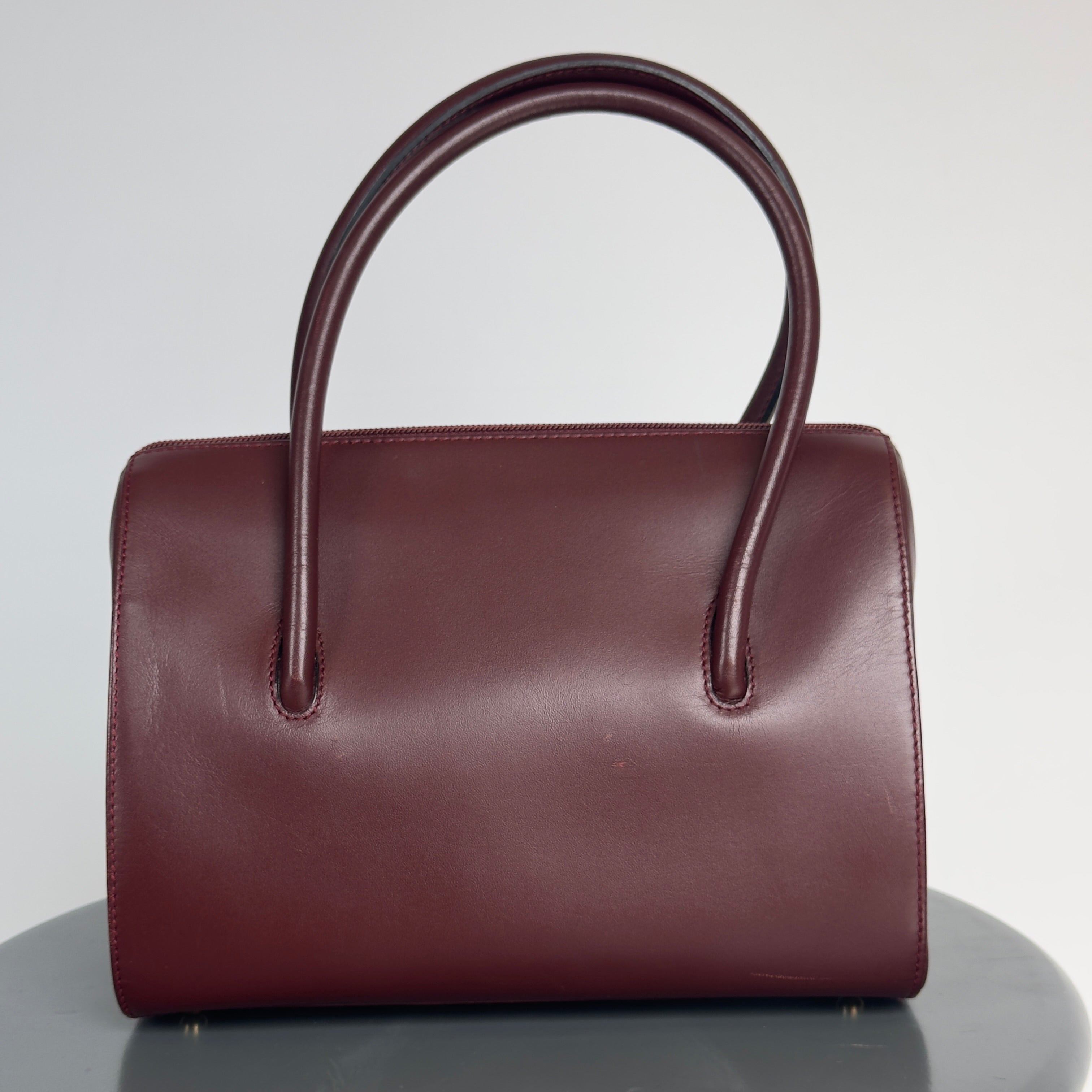 Cartier Must De Cartier Leather Bordeaux Boston Bag - Queen May