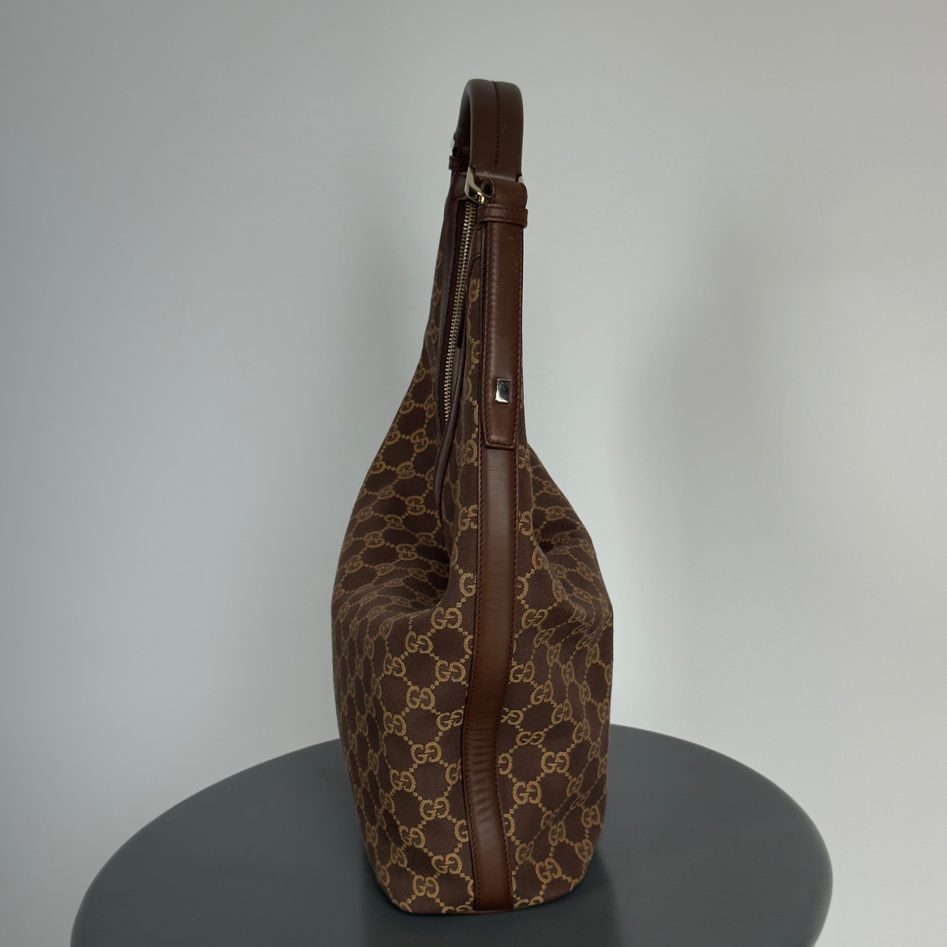 Gucci Brown Monogram Canvas Hobo Bag - Queen May