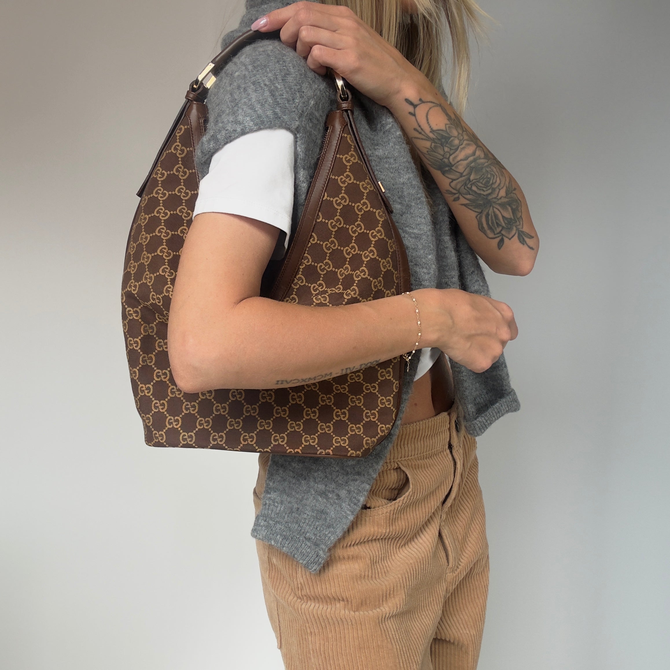 Gucci Brown Monogram Canvas Hobo Bag - Queen May