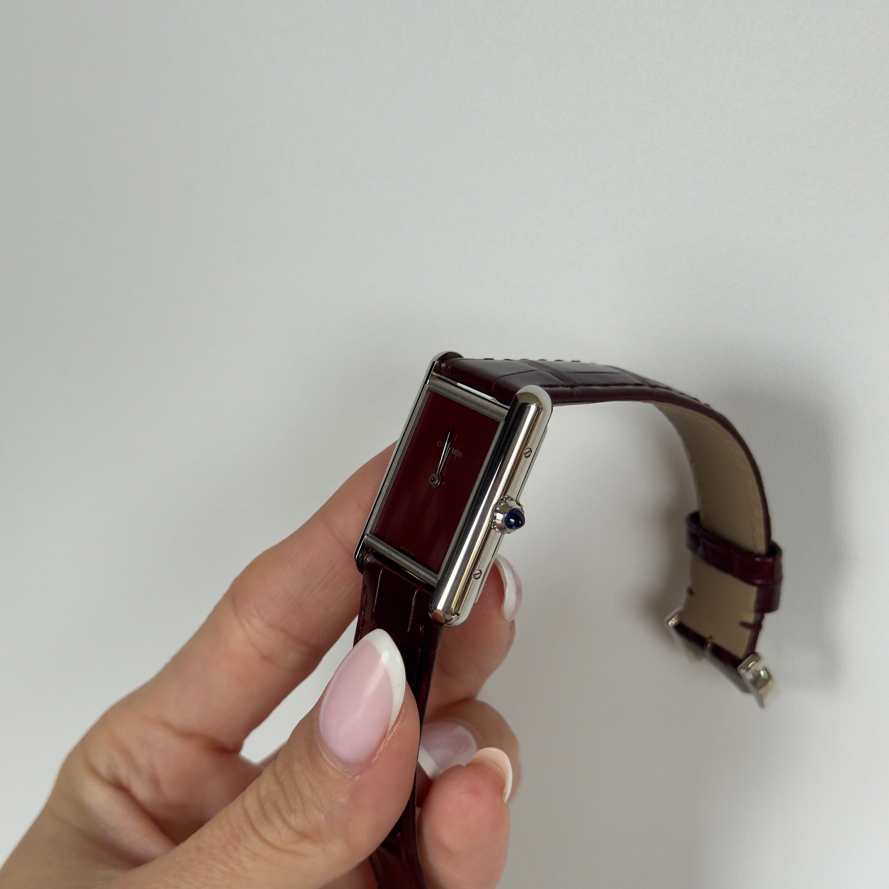 Cartier Tank Must Large Burgundy Reference WSTA0054 Steel Box & Papers Quartz Movement - Queen May