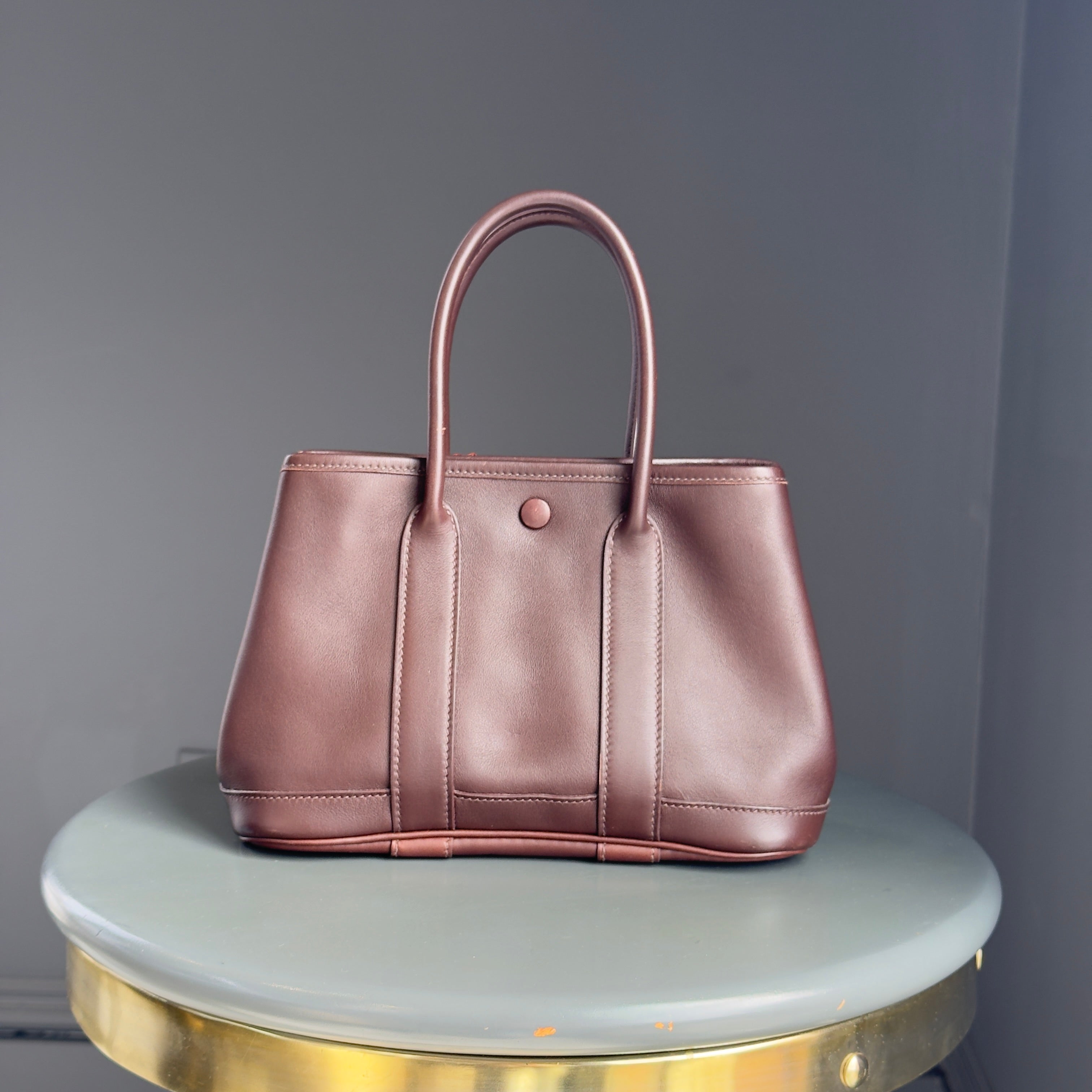 Ultra Rara Hermes Chocolate Swift Leather+Bolduc Twilly Garden Party TTPM Twilly Included - Queen May