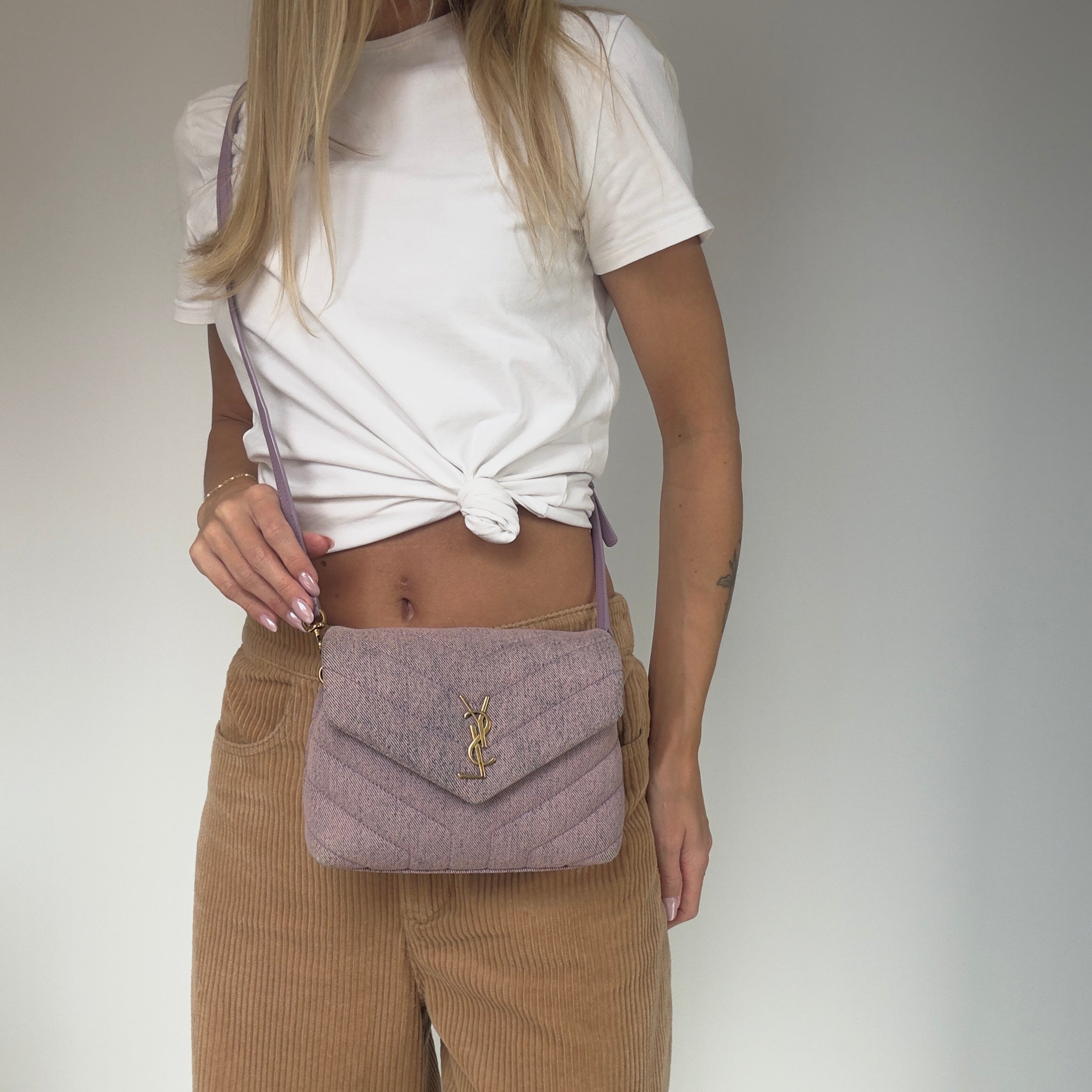 Yves Saint Laurent Purple Denim Lou Lou Crossbody Bag - Queen May