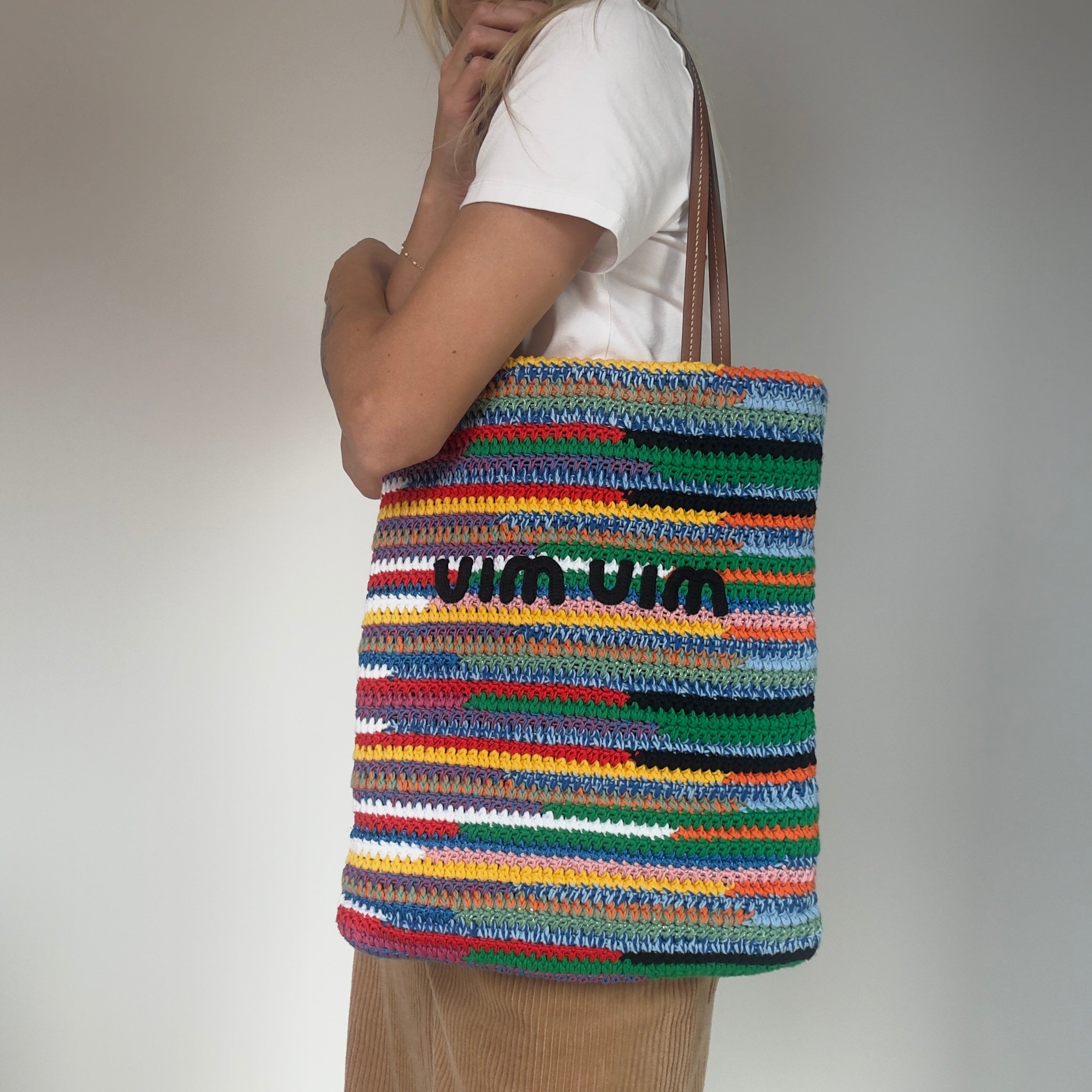 Miu Miu Multicolor Cotton Crochet Tote Bag - Queen May