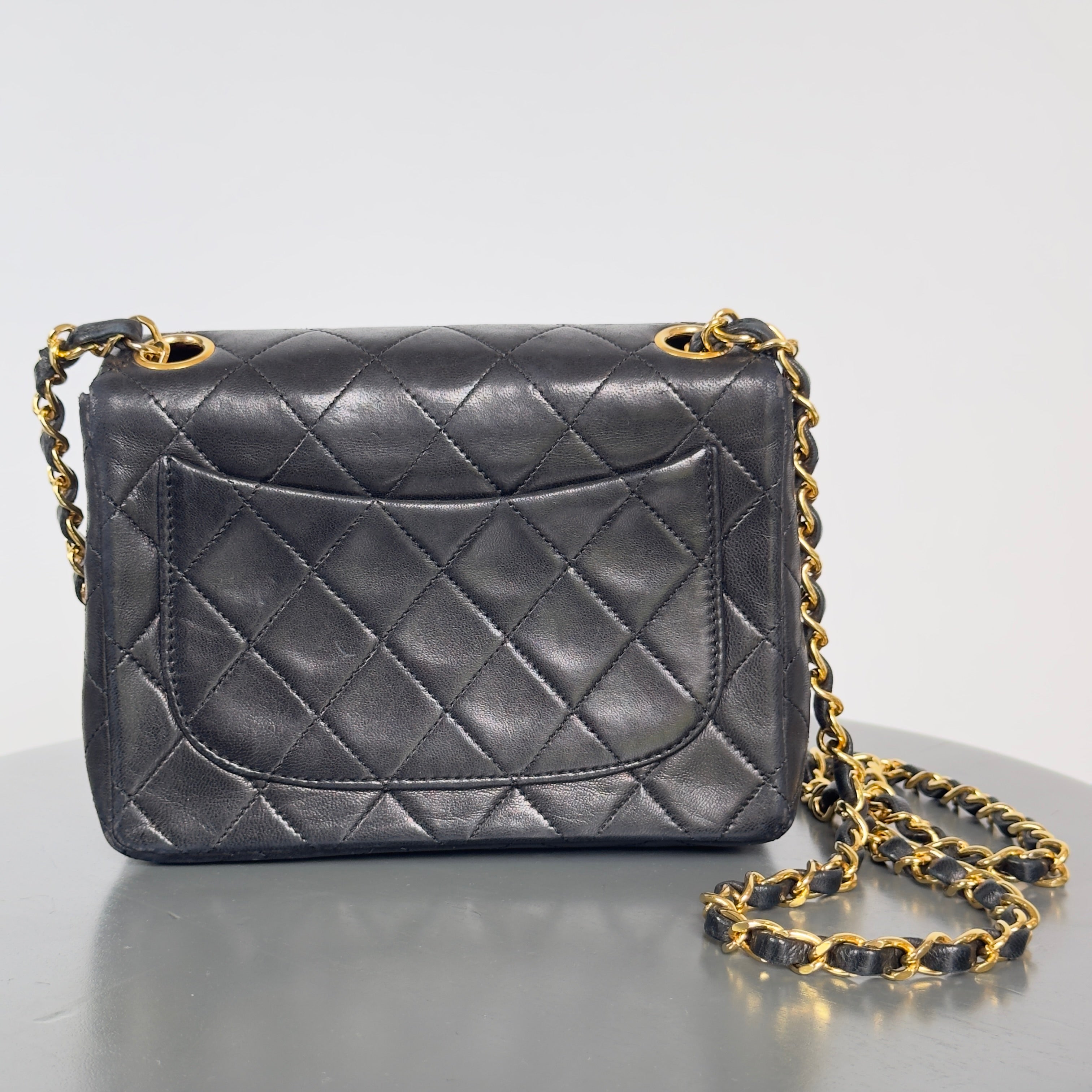 Chanel Vintage Square Mini Flap Bag Black - Queen May