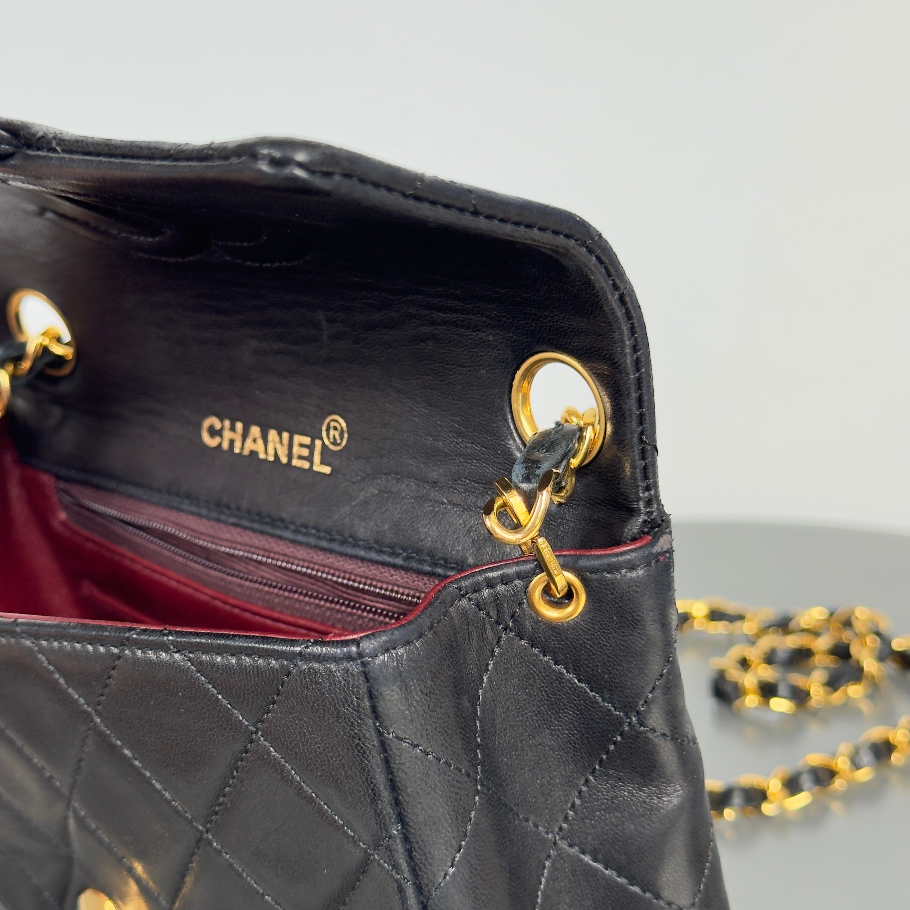 Chanel Vintage Square Mini Flap Bag Black - Queen May