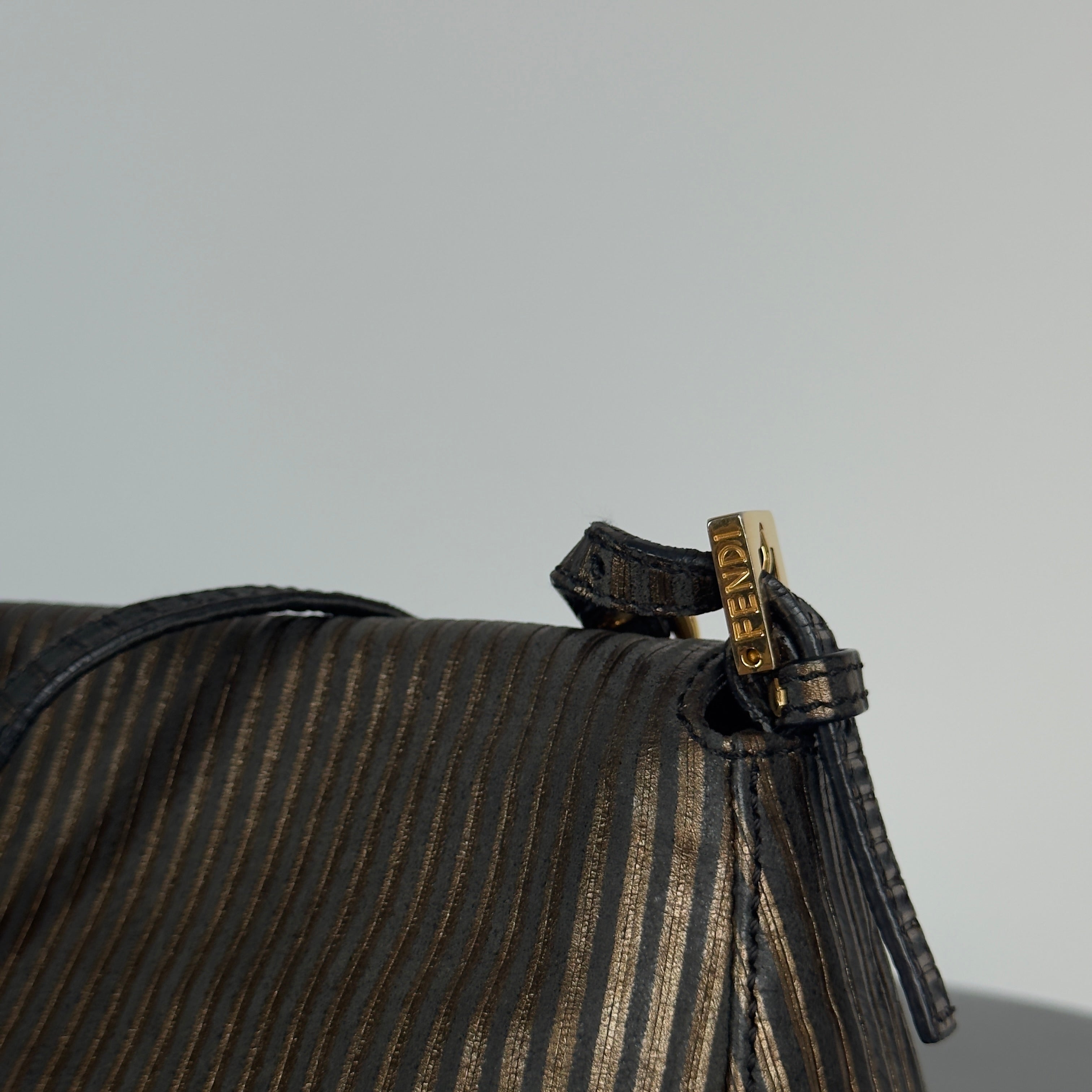 Fendi Bi-Color Striped Leather Mini Mama Baguette Bag - Queen May