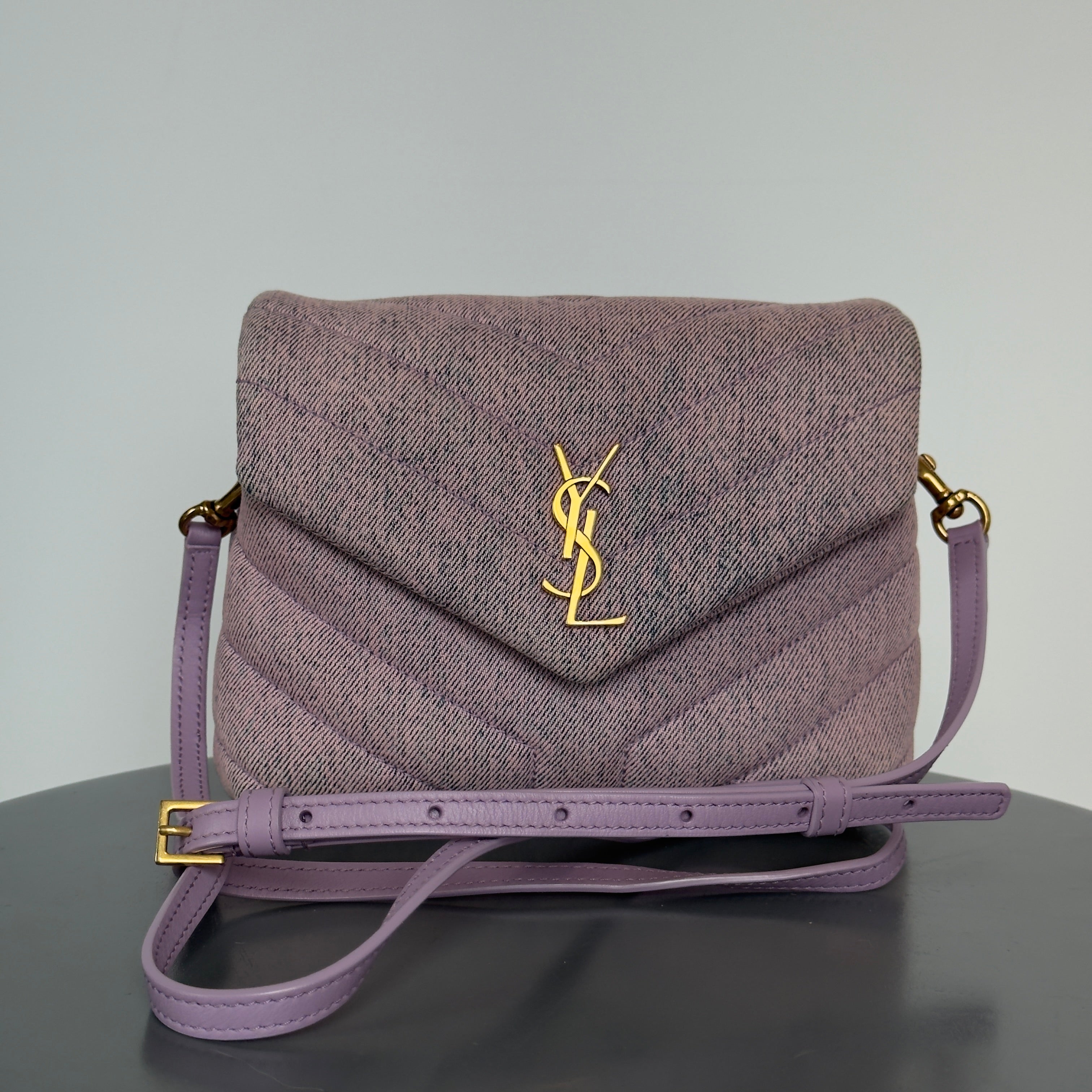 Yves Saint Laurent Purple Denim Lou Lou Crossbody Bag - Queen May