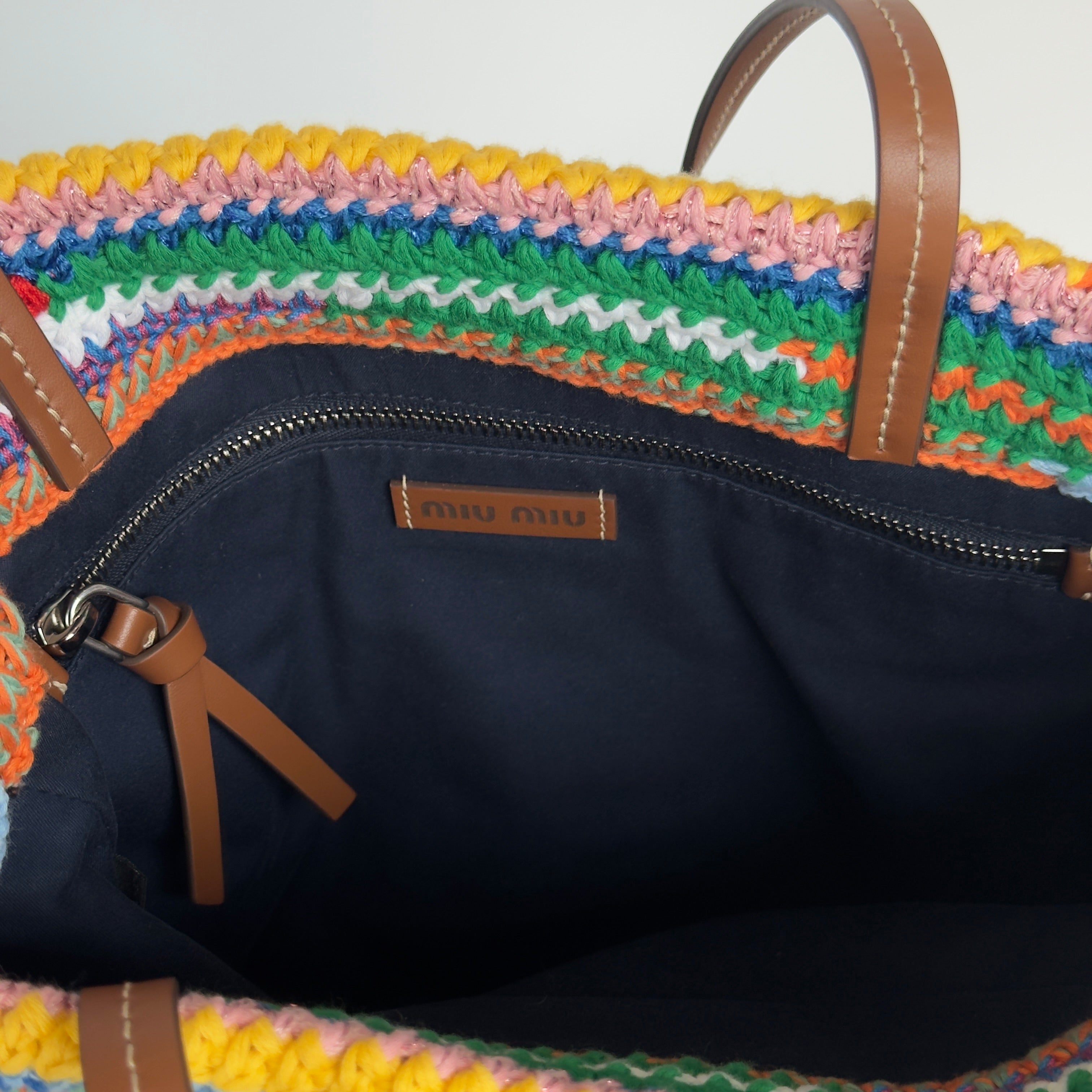 Miu Miu Multicolor Cotton Crochet Tote Bag - Queen May