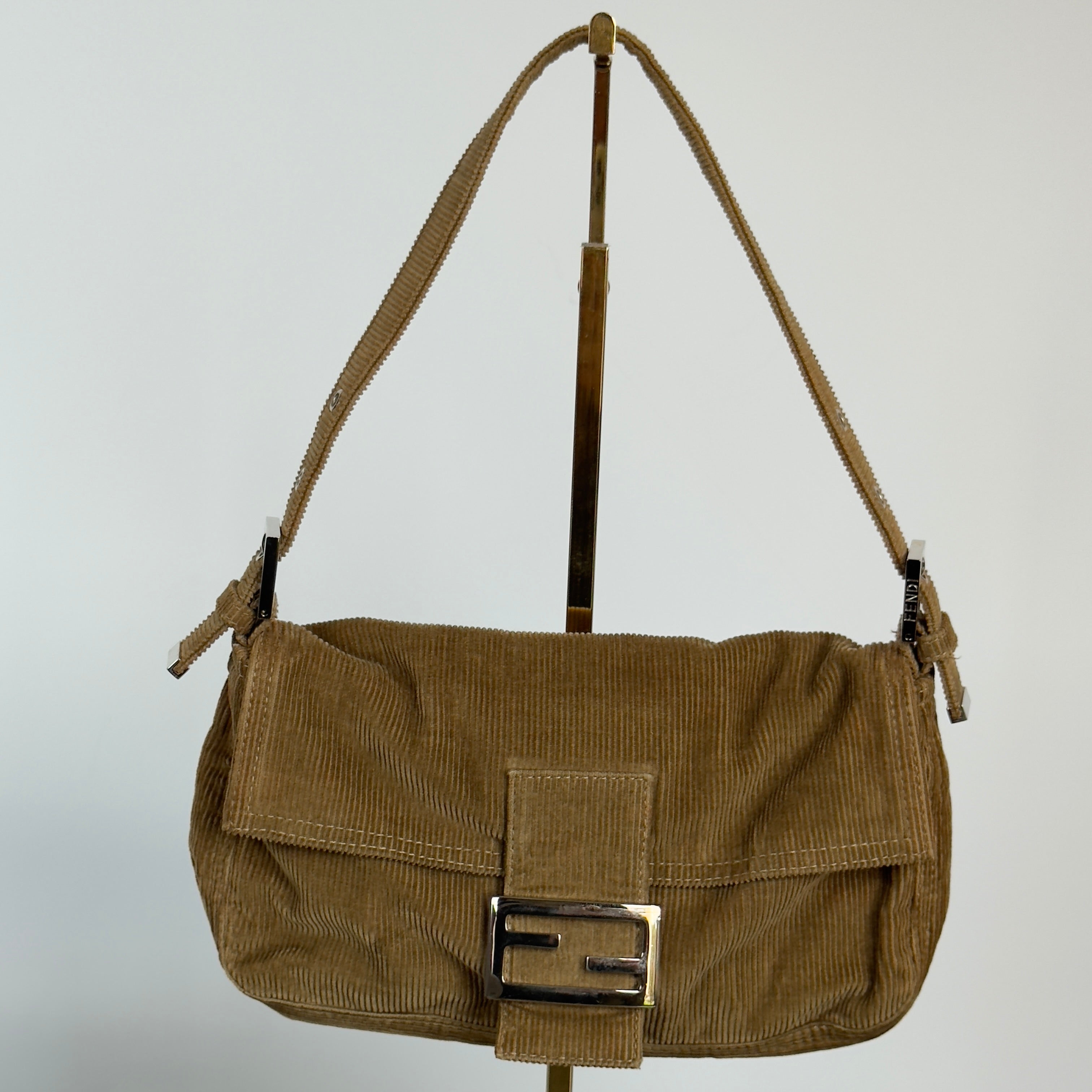 Vintage Fendi Corduroy Baguette Shoulder Bag - Queen May