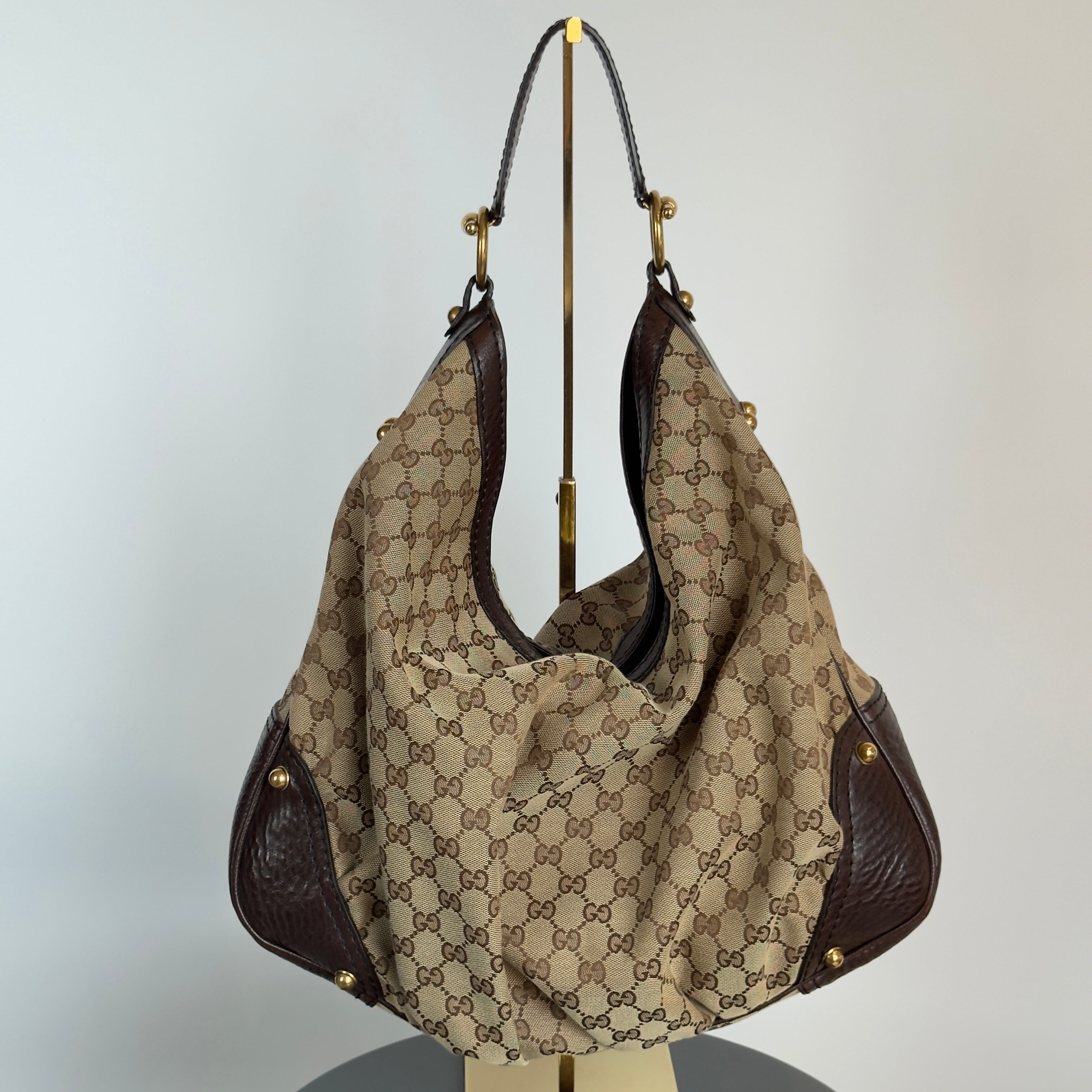 Gucci Monogram Canvas Jockey Hobo - Queen May
