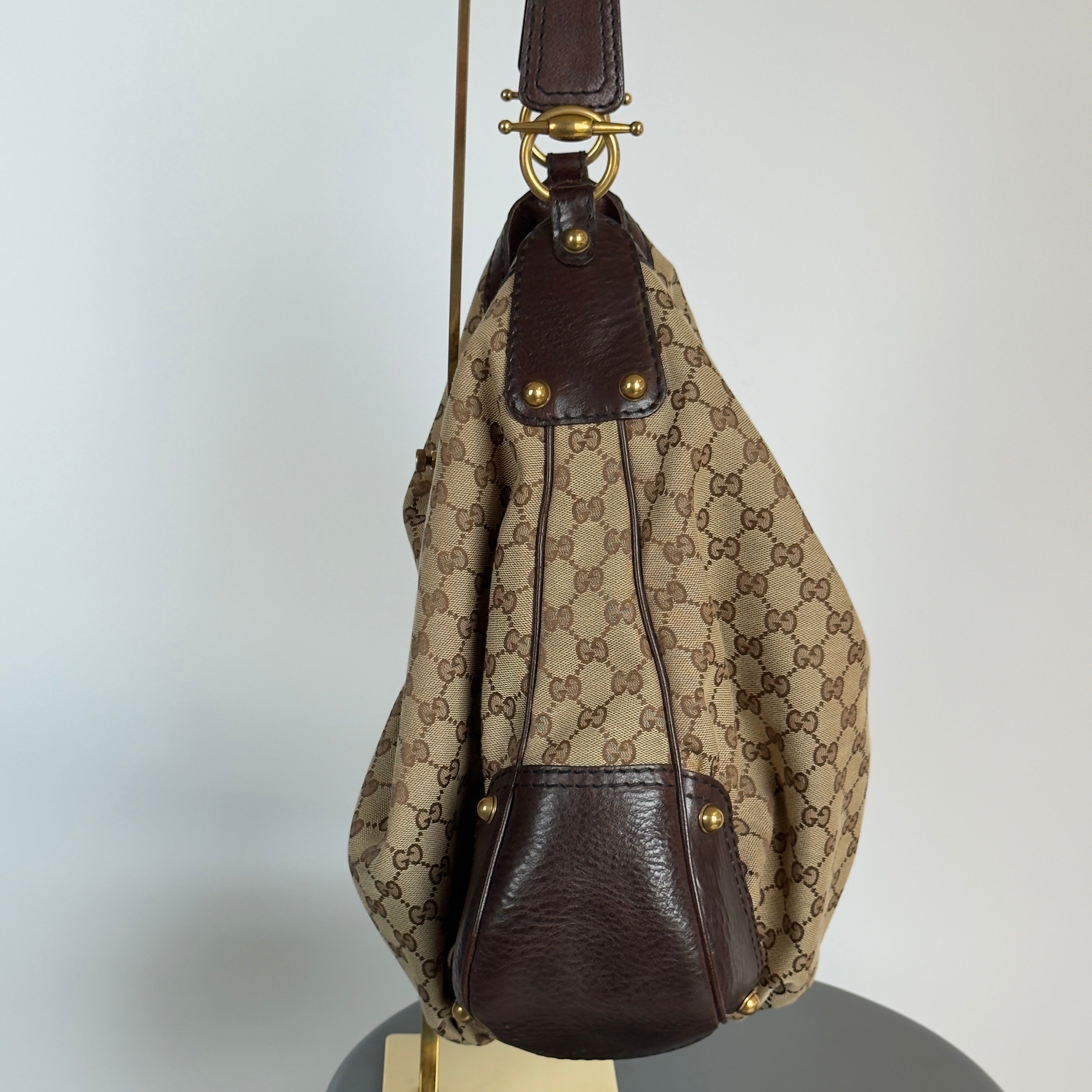 Gucci Monogram Canvas Jockey Hobo - Queen May