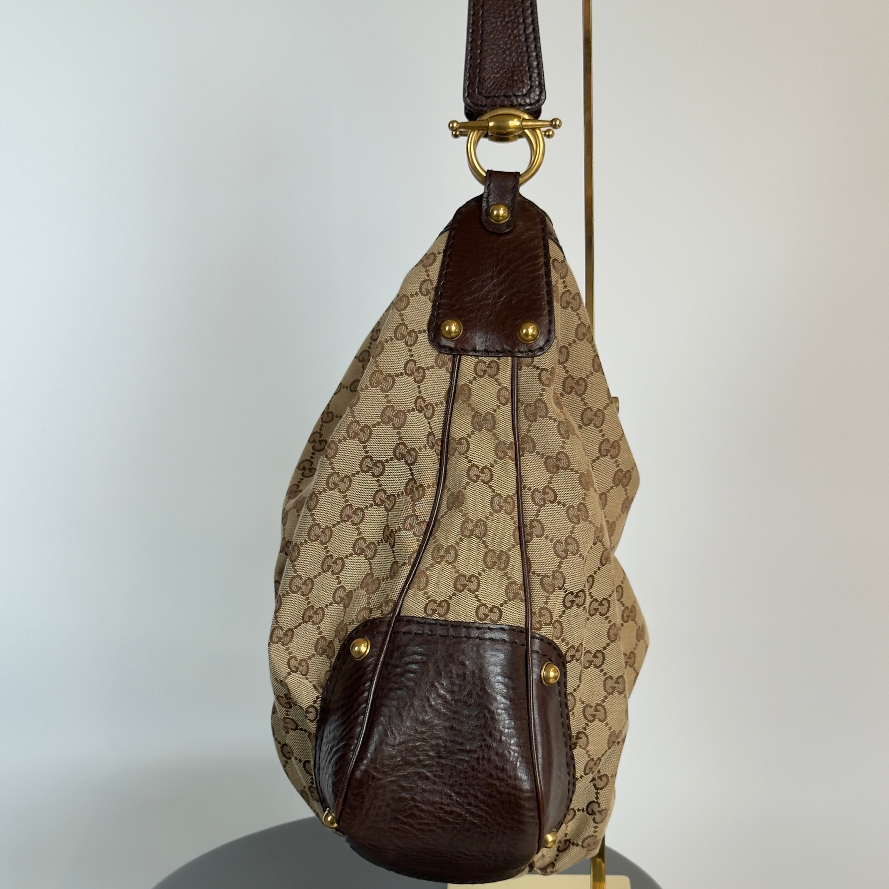 Gucci Monogram Canvas Jockey Hobo - Queen May