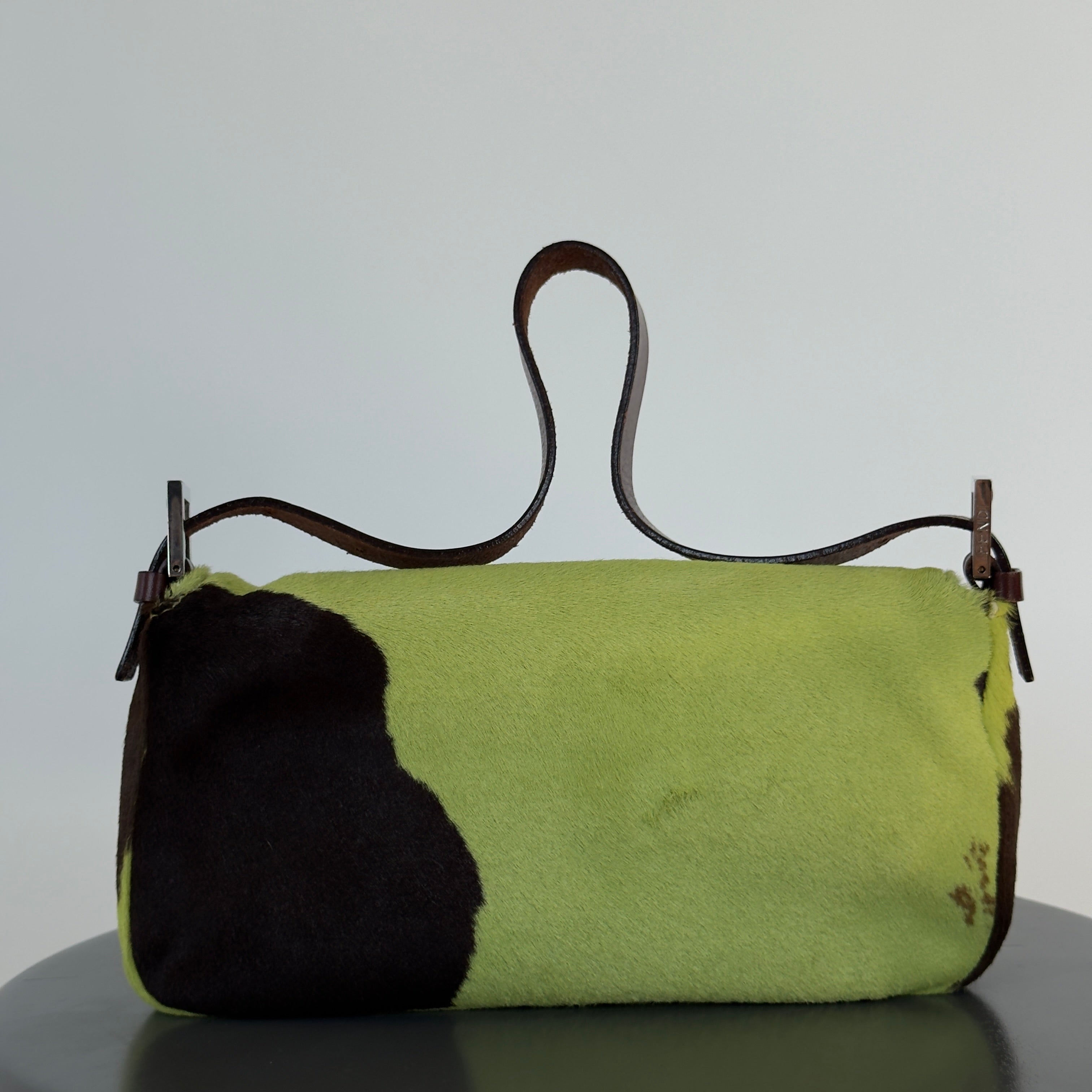 Rare Fendi Green Cow Print Ponyhair Baguette - Queen May