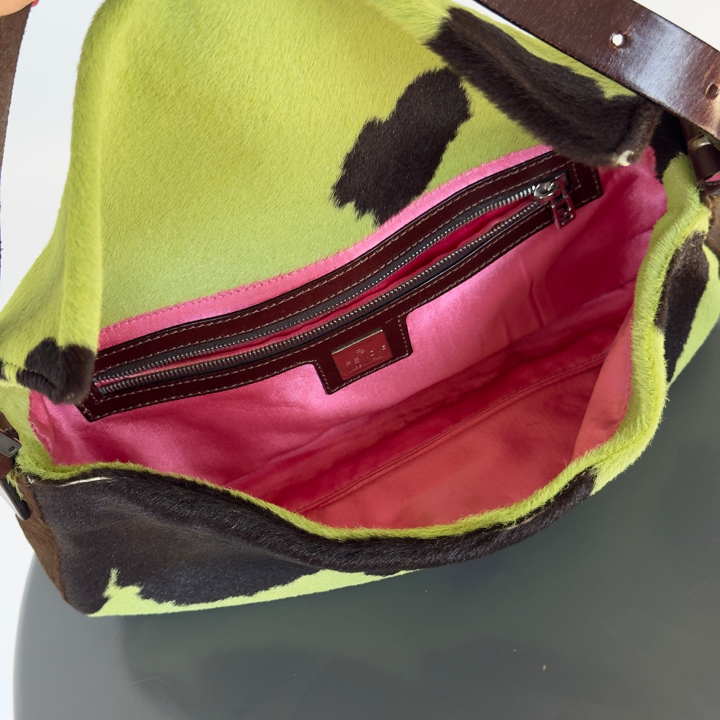 Rare Fendi Green Cow Print Ponyhair Baguette - Queen May