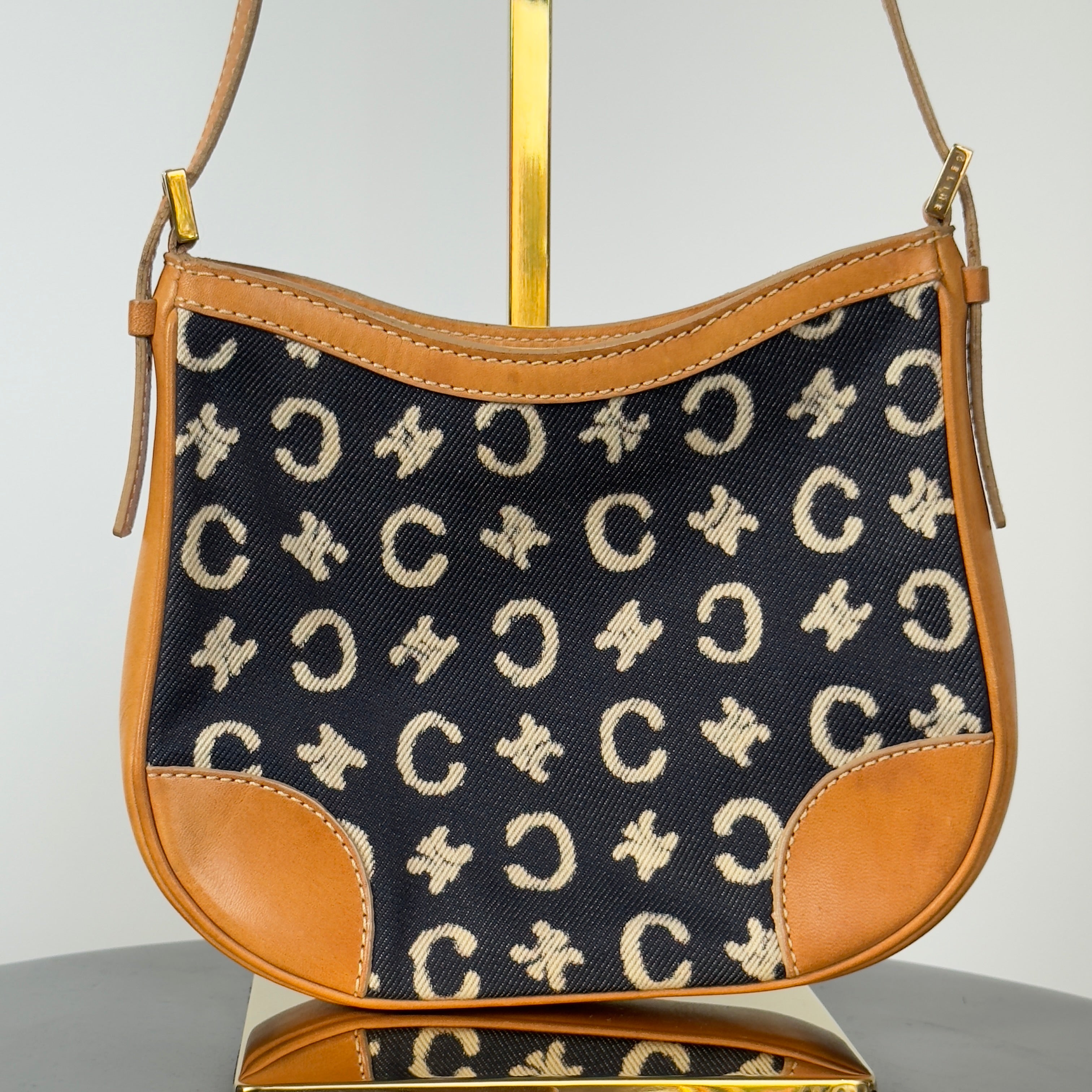 Vintage Celine Navy Logo Denim Mini - Queen May