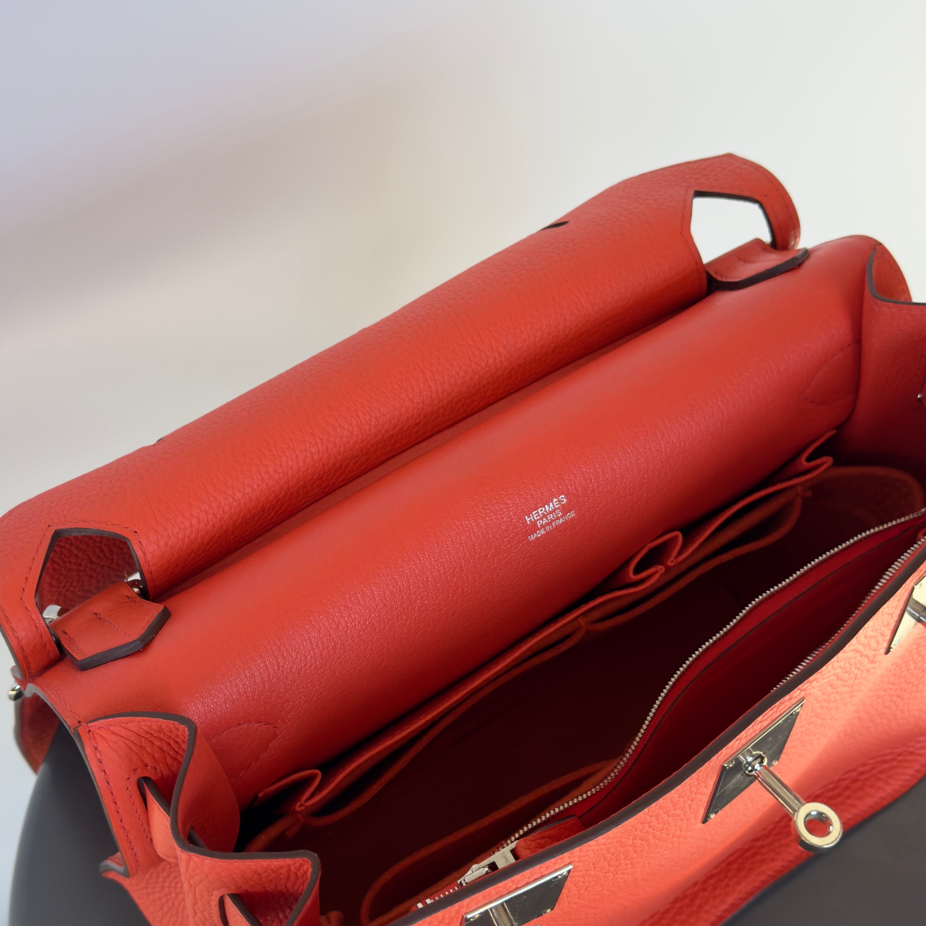 Hermes Orange Taurillion Clemence Jypsiere 31 Bag - Queen May