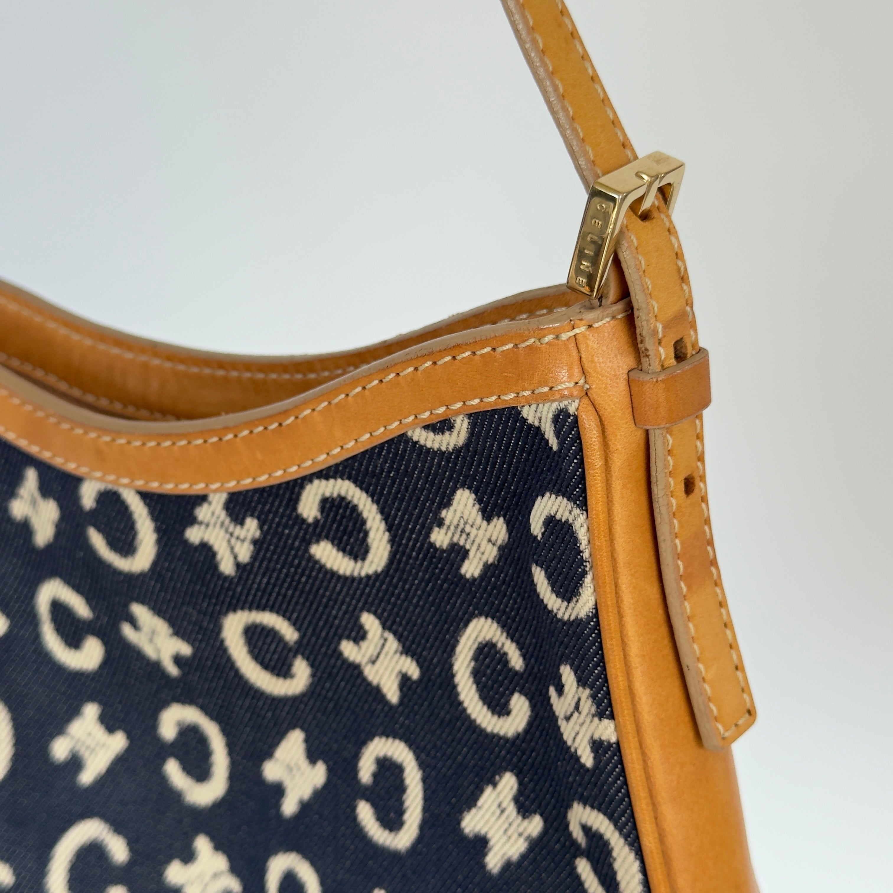 Vintage Celine Navy Logo Denim Mini - Queen May