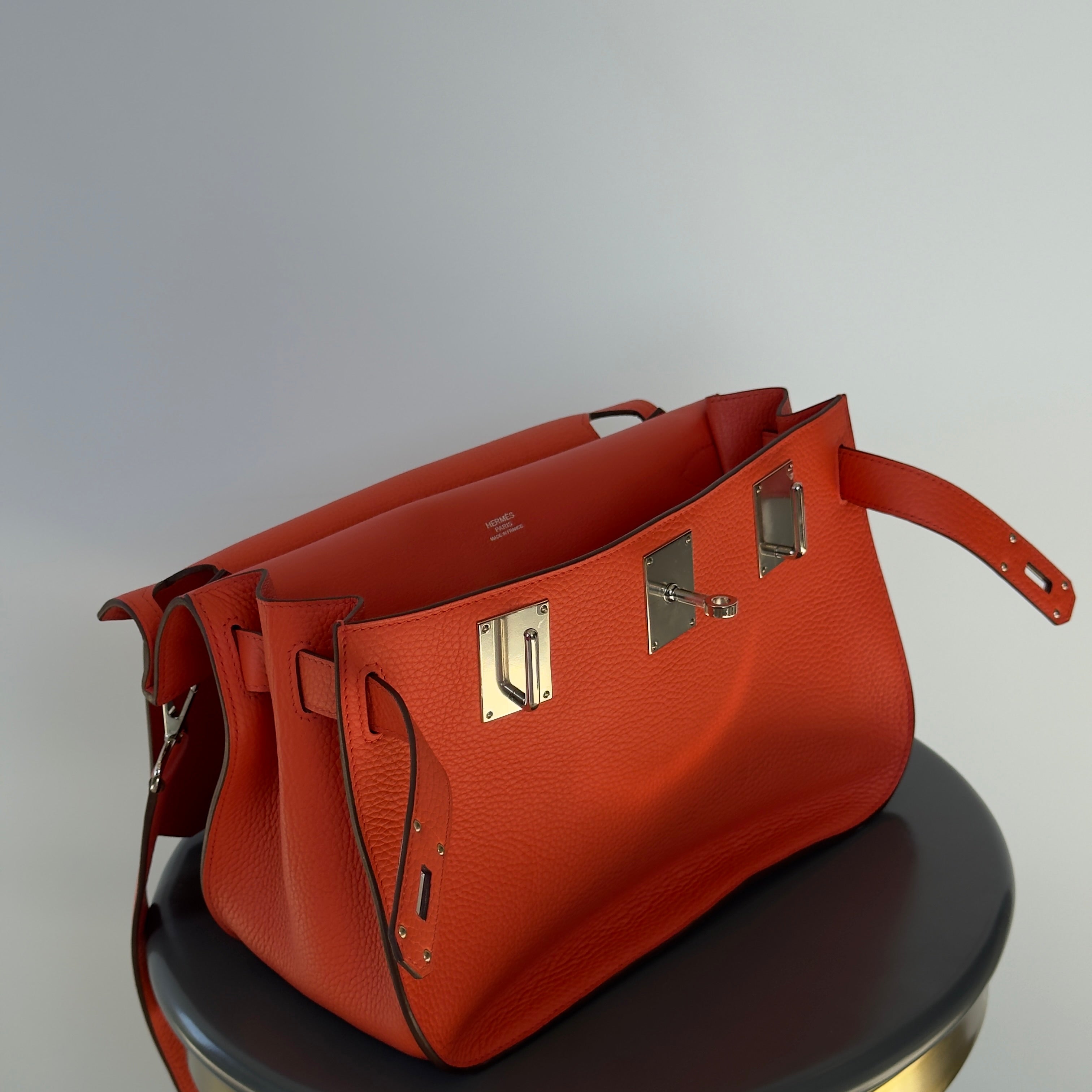 Hermes Orange Taurillion Clemence Jypsiere 31 Bag - Queen May