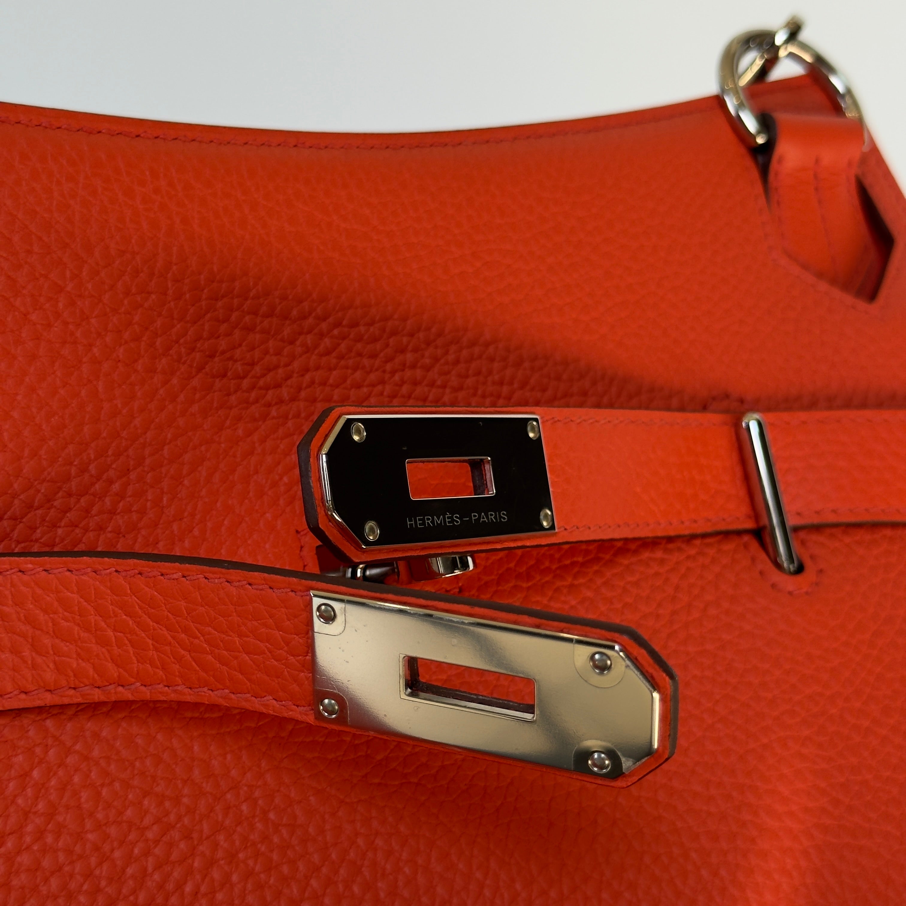 Hermes Orange Taurillion Clemence Jypsiere 31 Bag - Queen May