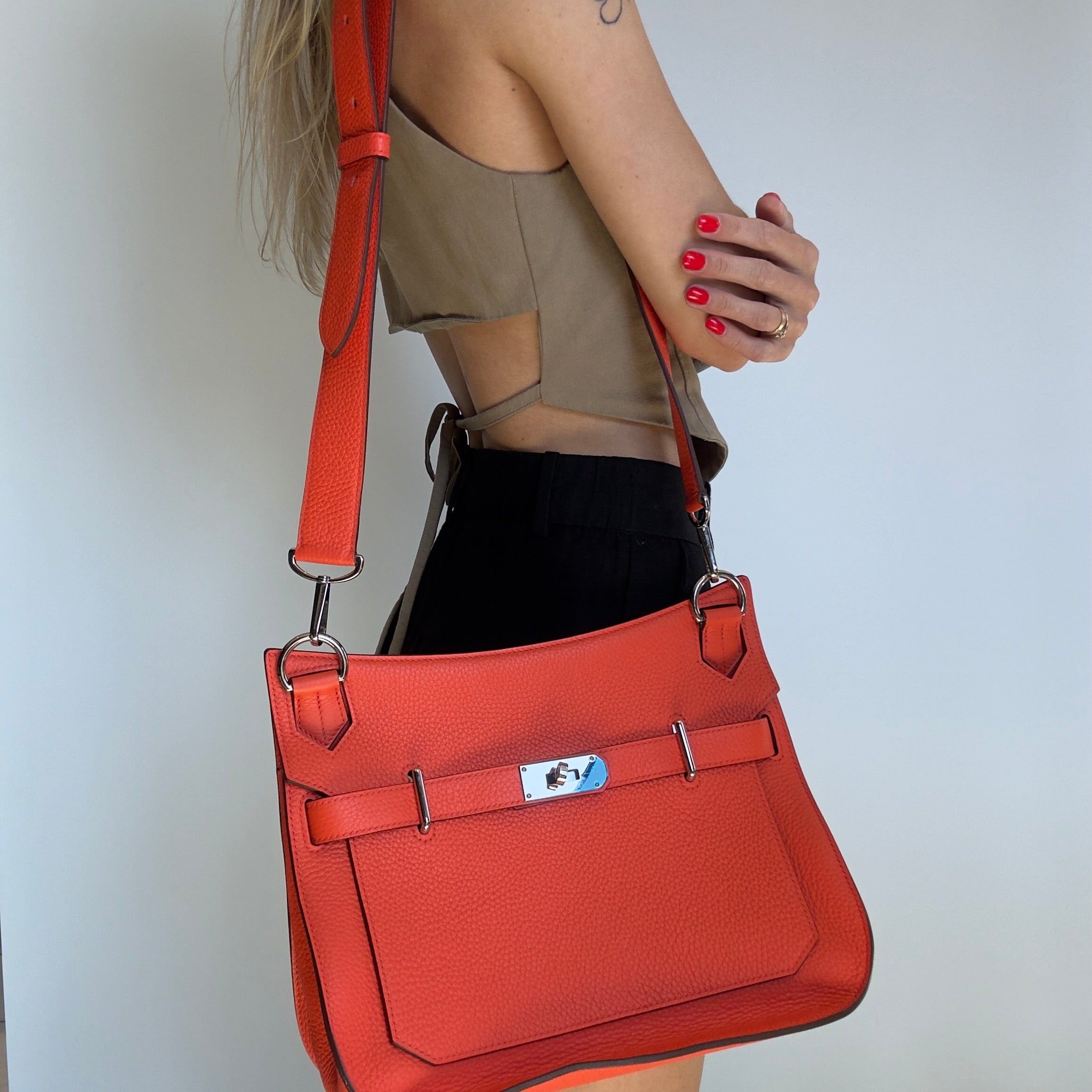 Hermes Orange Taurillion Clemence Jypsiere 31 Bag - Queen May