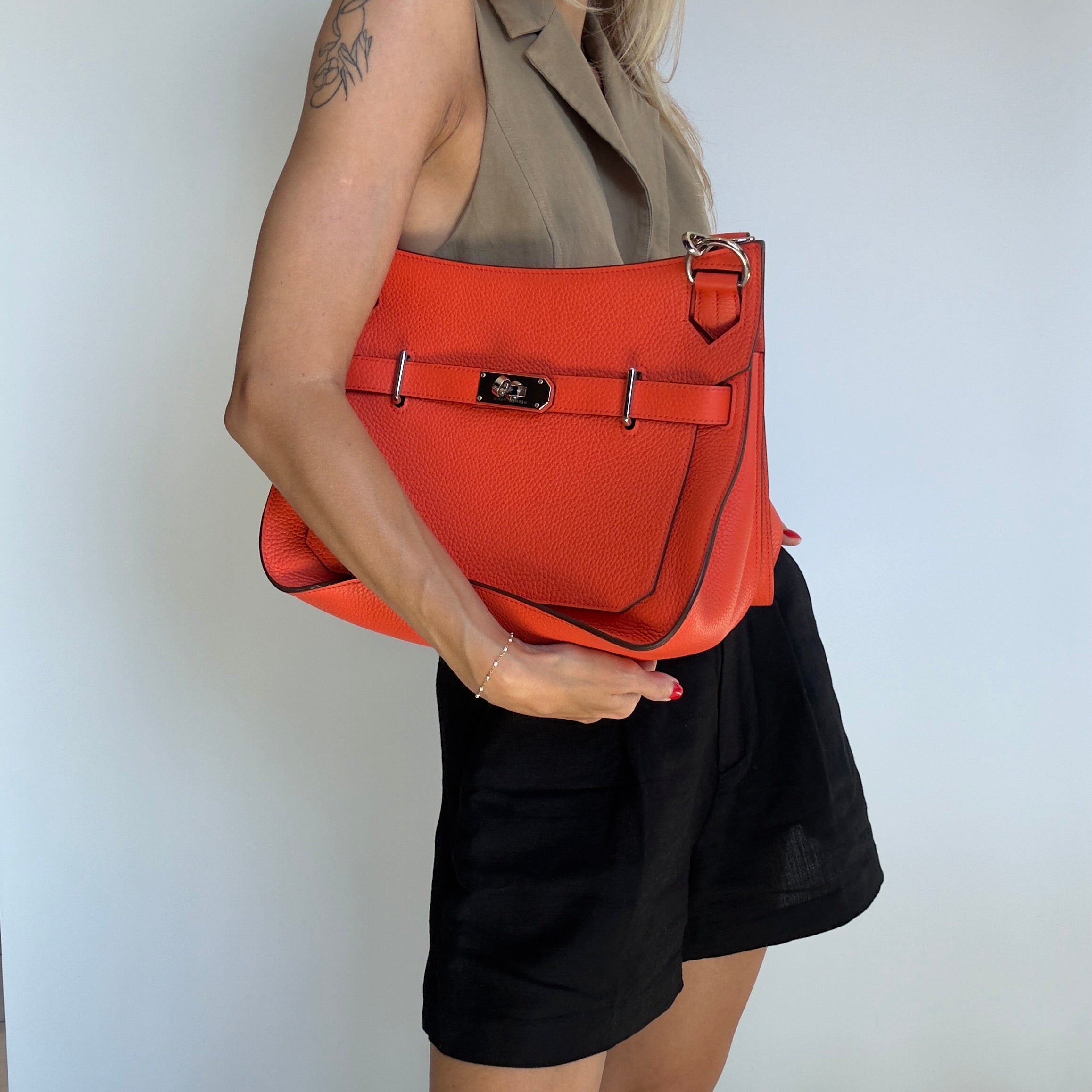 Hermes Orange Taurillion Clemence Jypsiere 31 Bag - Queen May