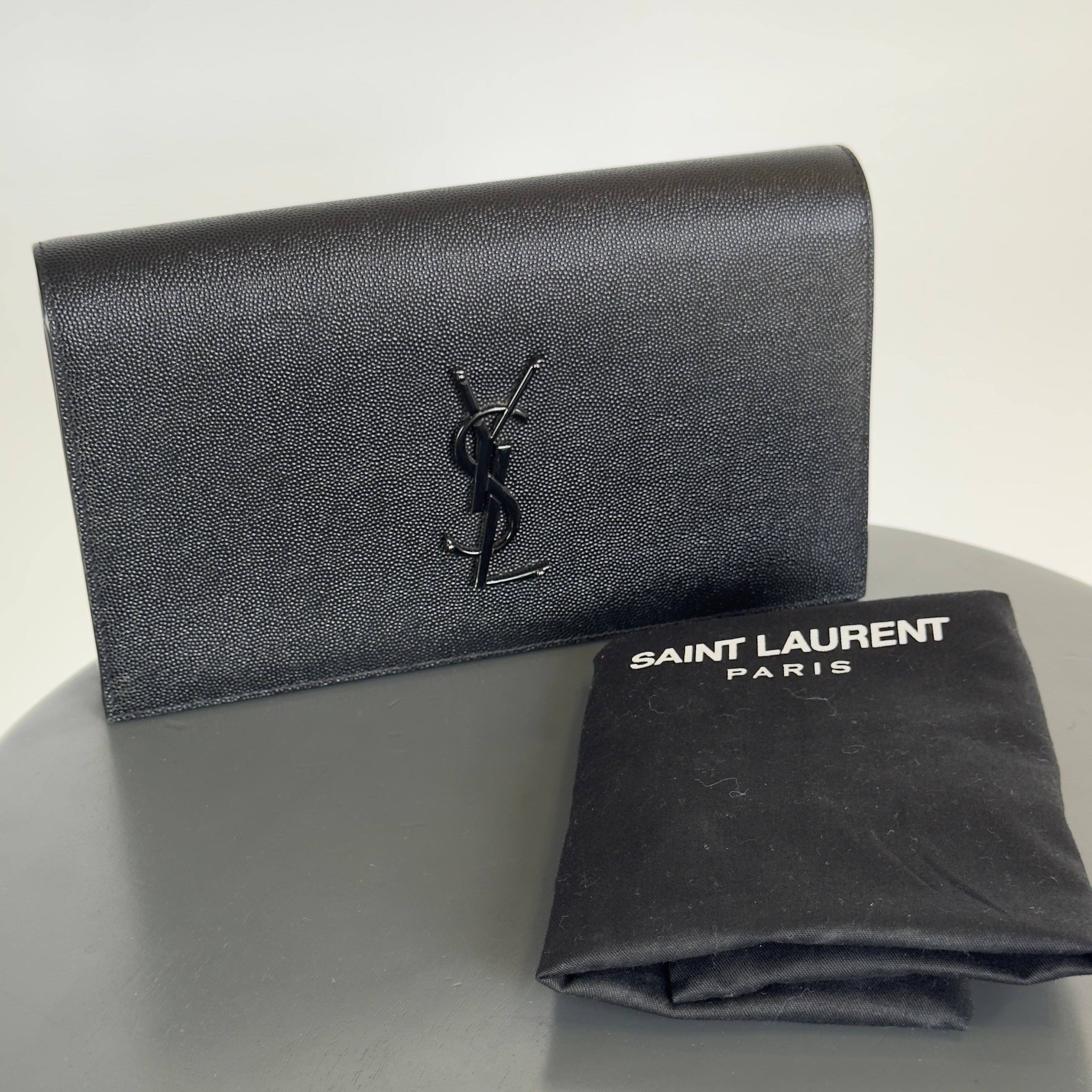 Saint Laurent So Black Monogram Cassandre Clutch - Queen May