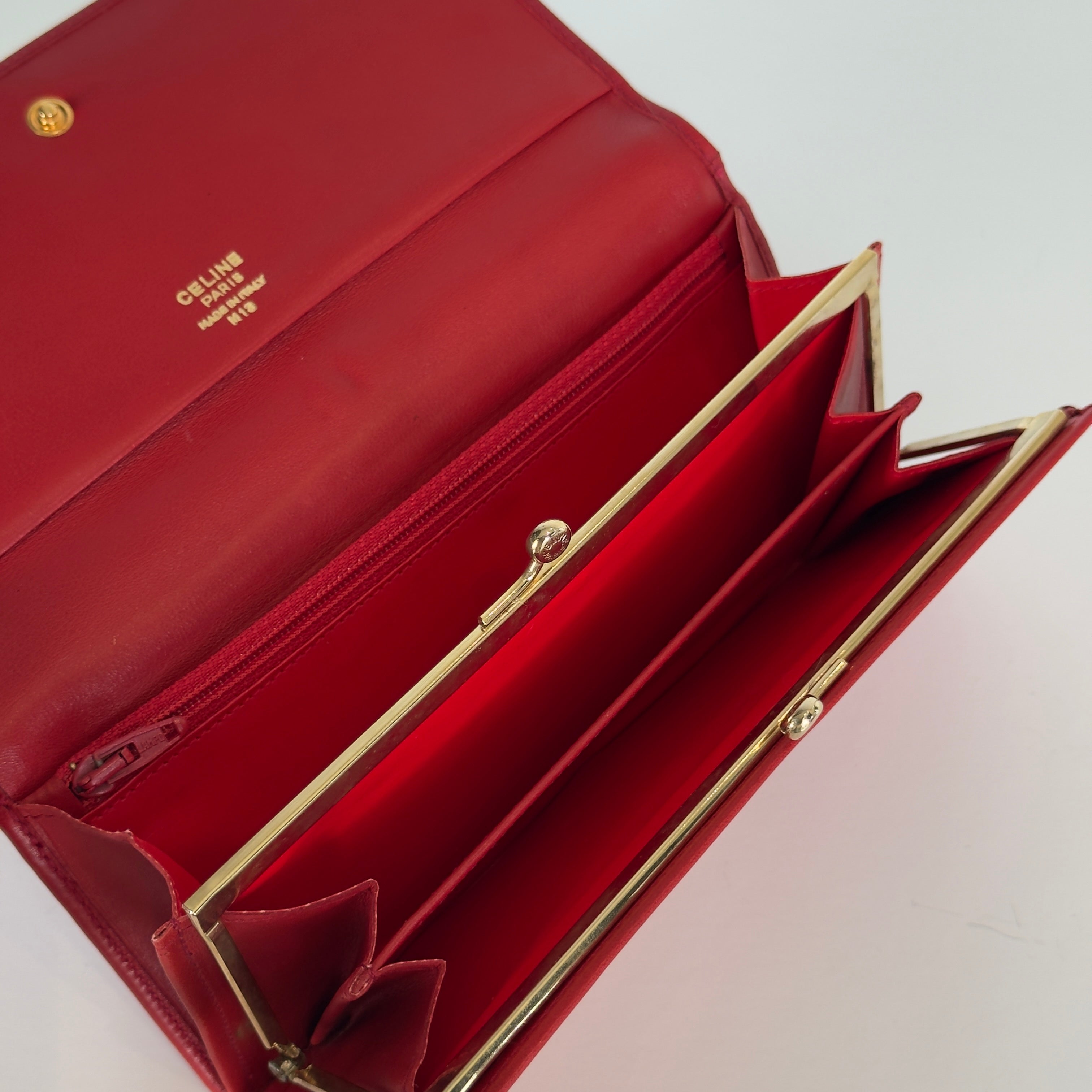 Celine Triomphe Wallet Red - Queen May