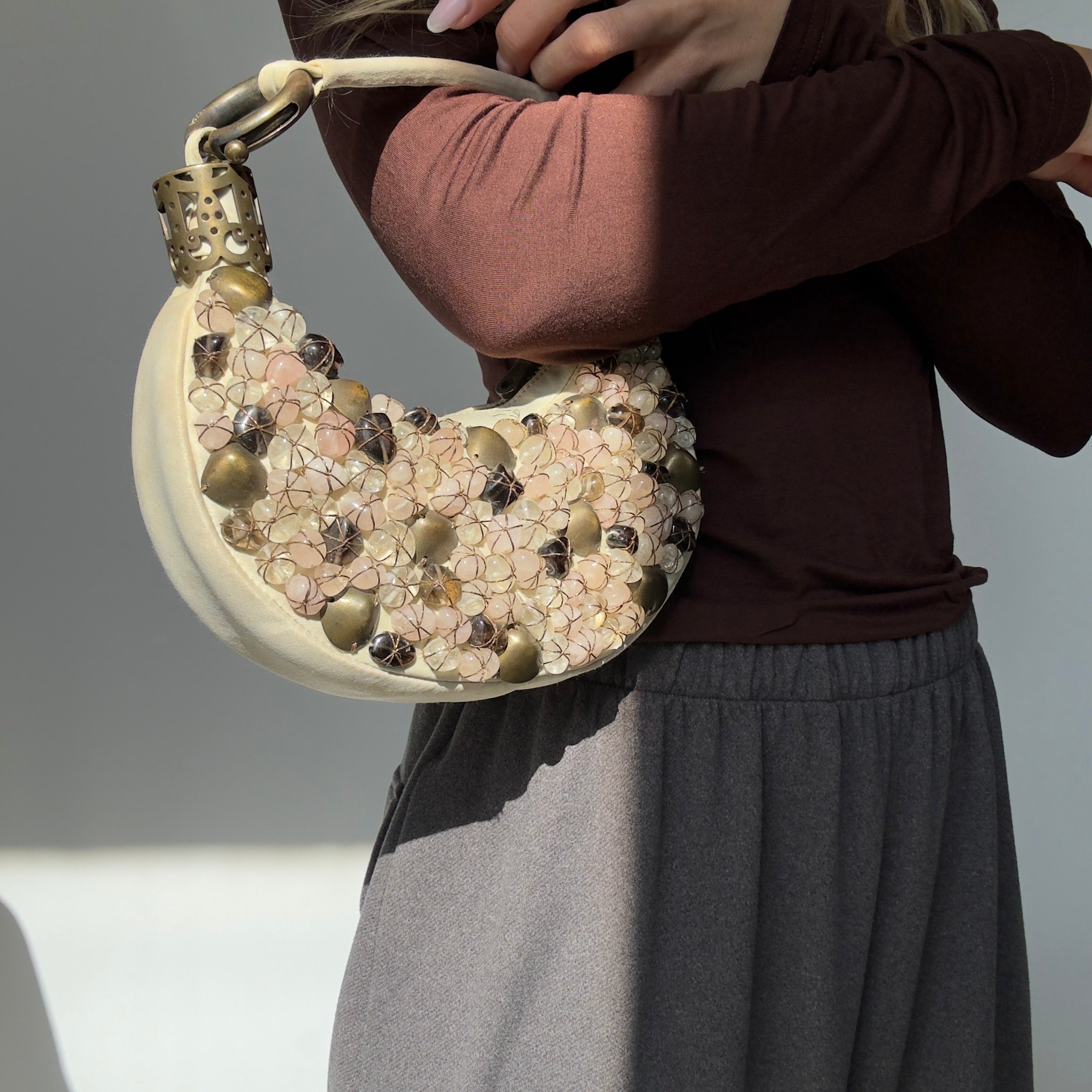 Chloe By Phoebe Philo Rose Quartz Embellished Handbag Circa 2000s - Queen May