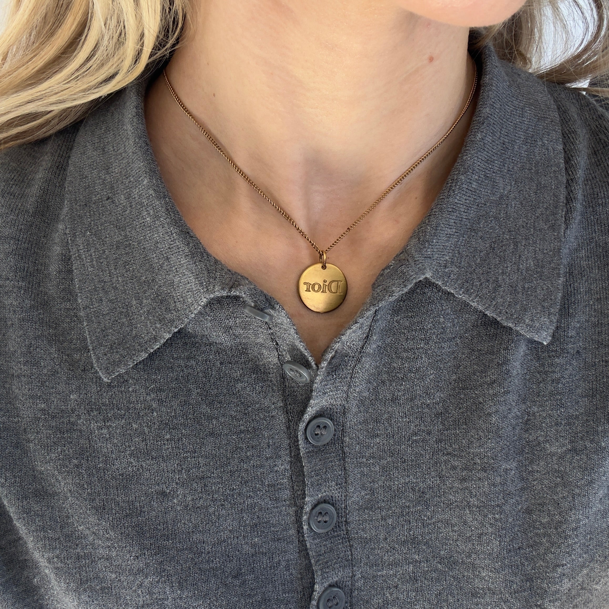 Vintage Dior Logo Pendant Necklace - Queen May