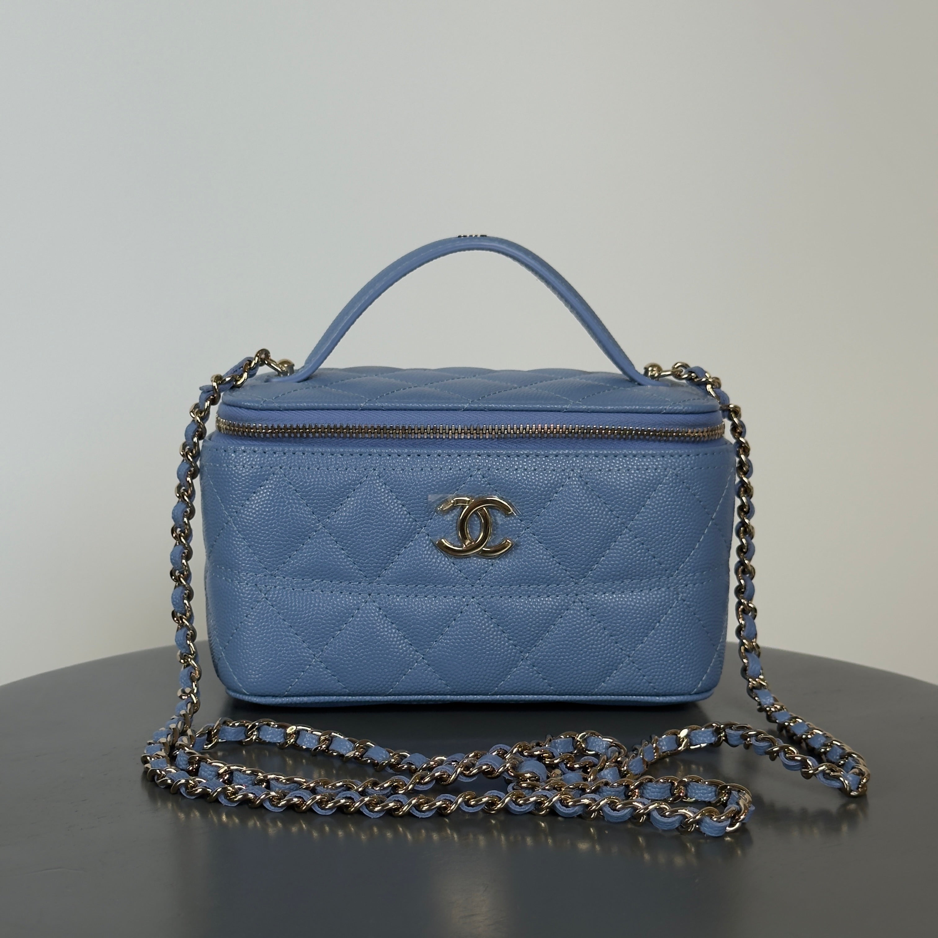 Chanel Long Vanity With Chain In Grained Calfskin and Gold Hardware