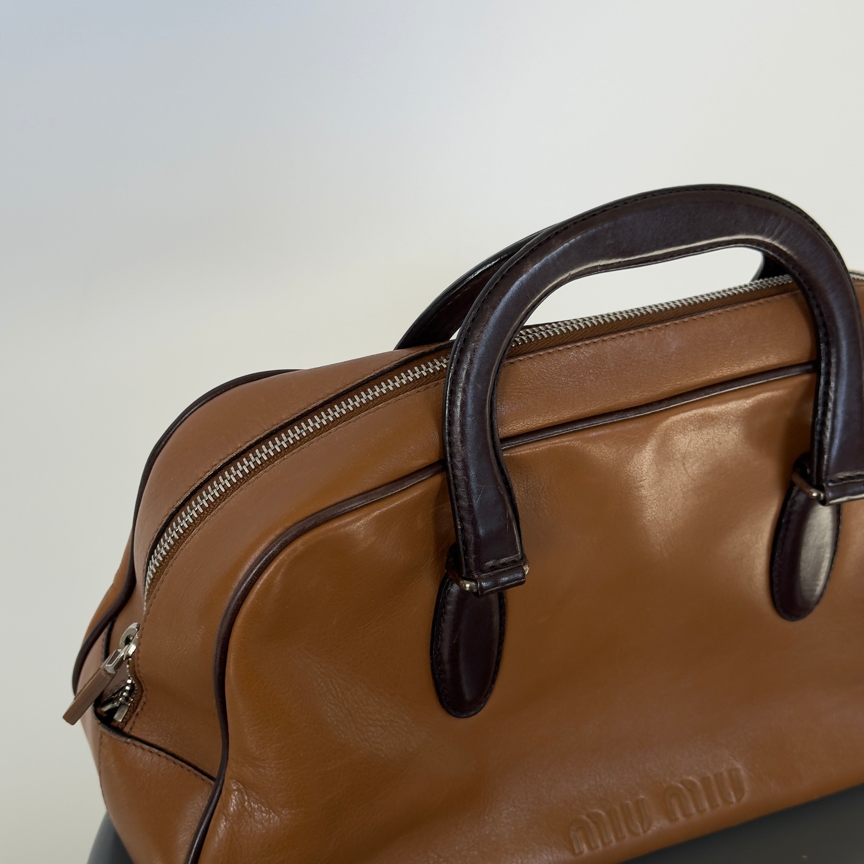 Vintage Miu Miu Cognac Boston Bag - Queen May