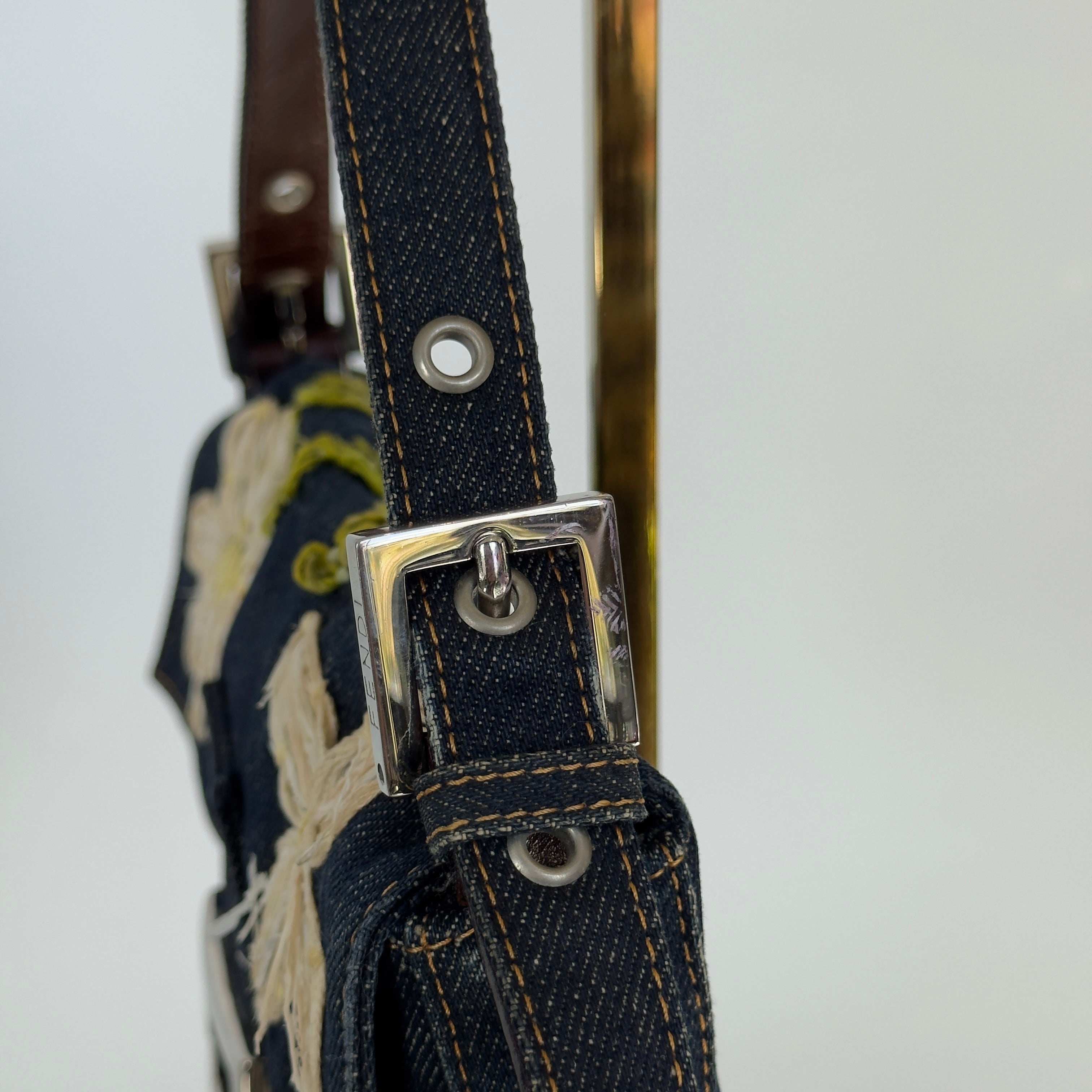 Fendi Denim Floral Baguette - Queen May
