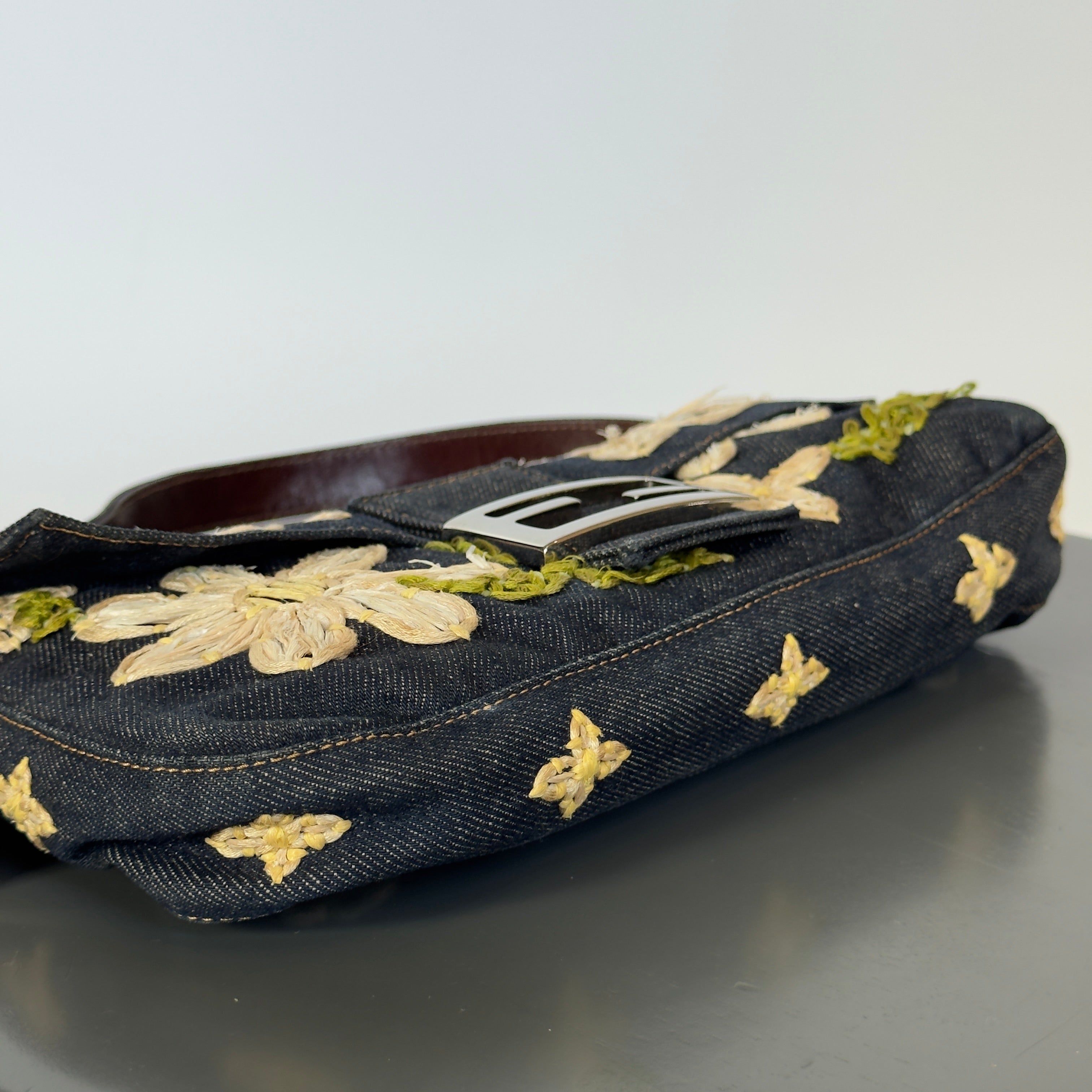 Fendi Denim Floral Baguette - Queen May