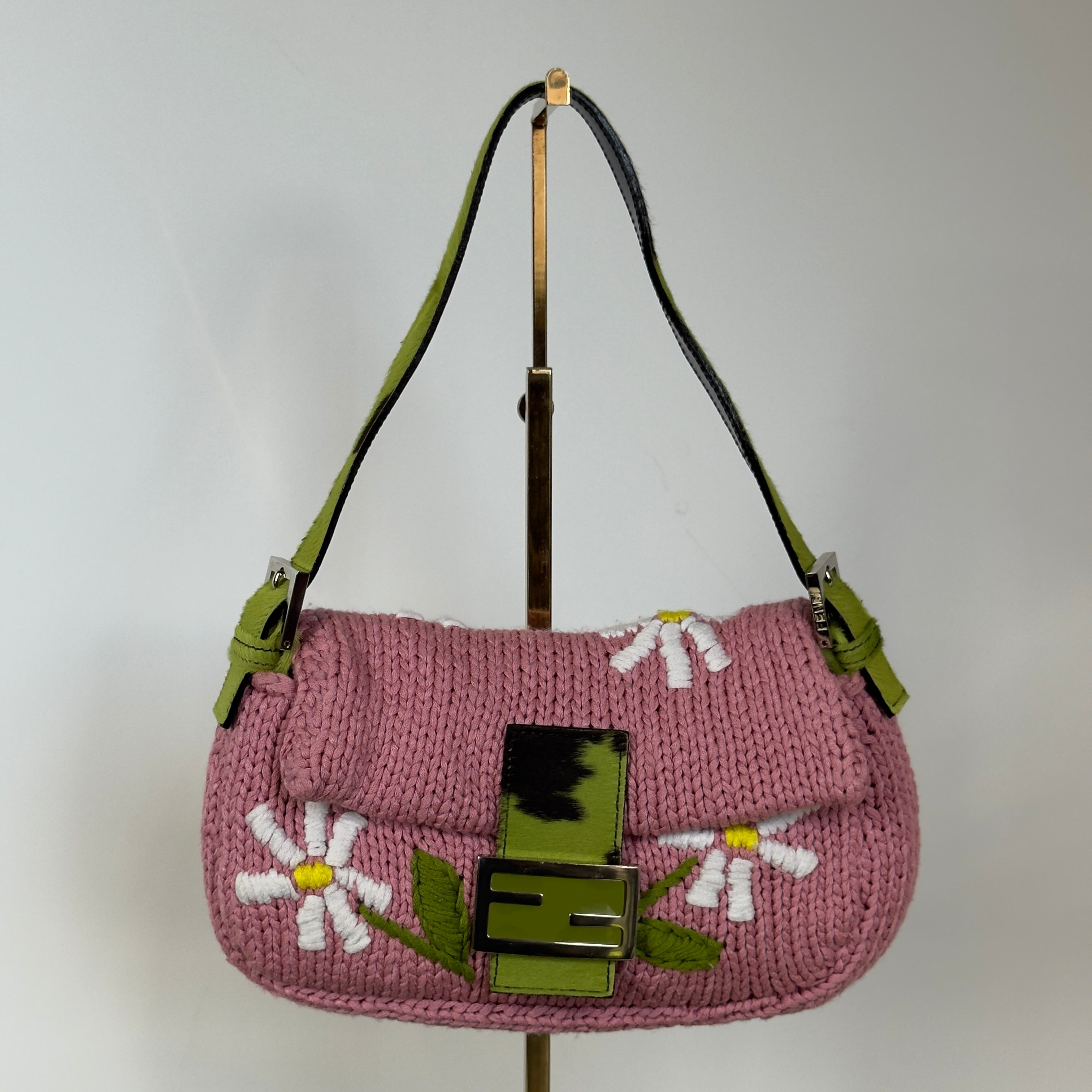 Fendi Knit Floral Baguette Ponyhair - Queen May