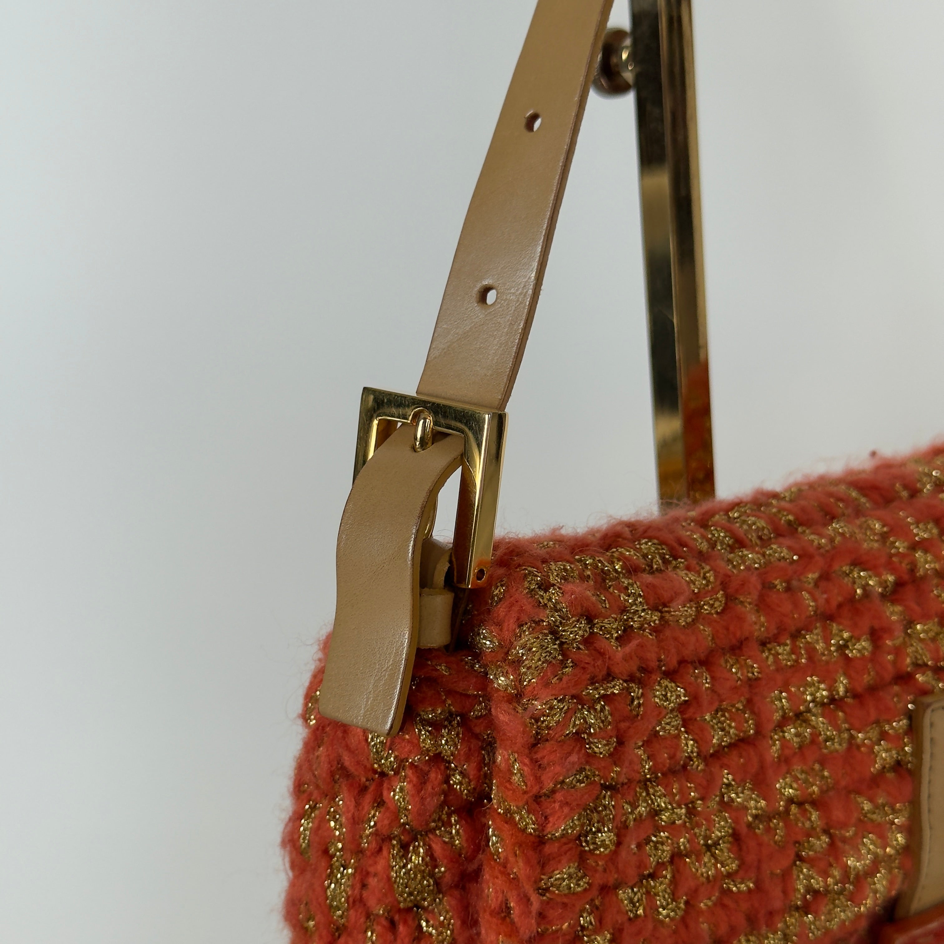 Rare Fendi Baguette Crochet Shoulder Bag In Orange Y2K Era - Queen May