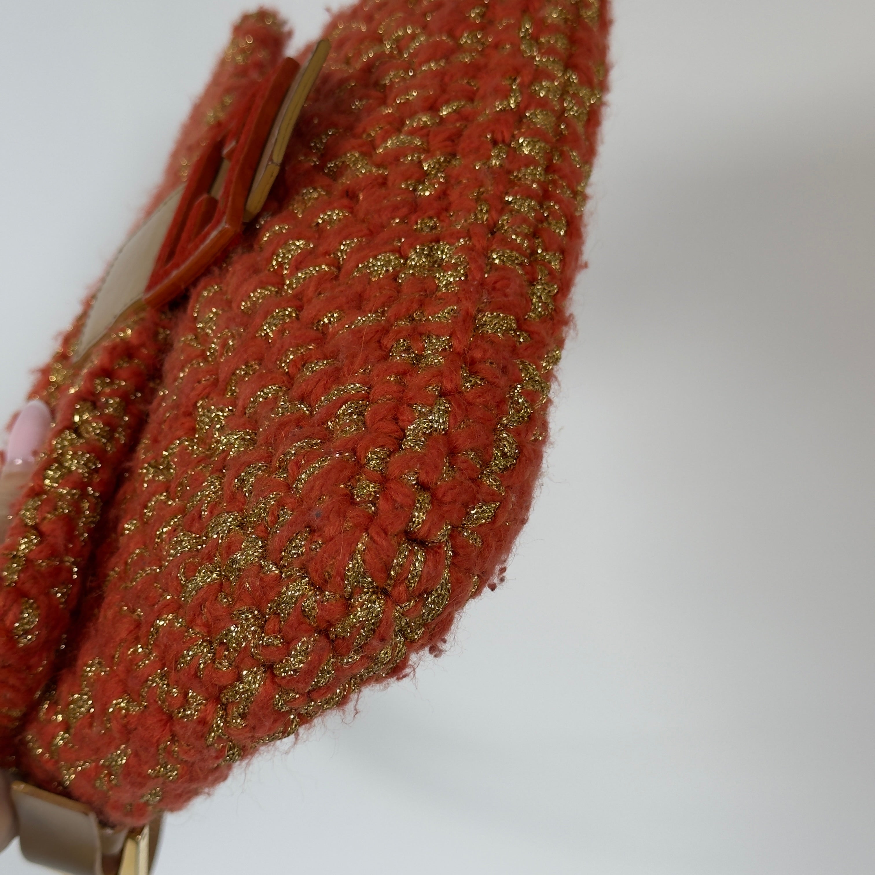Rare Fendi Baguette Crochet Shoulder Bag In Orange Y2K Era - Queen May