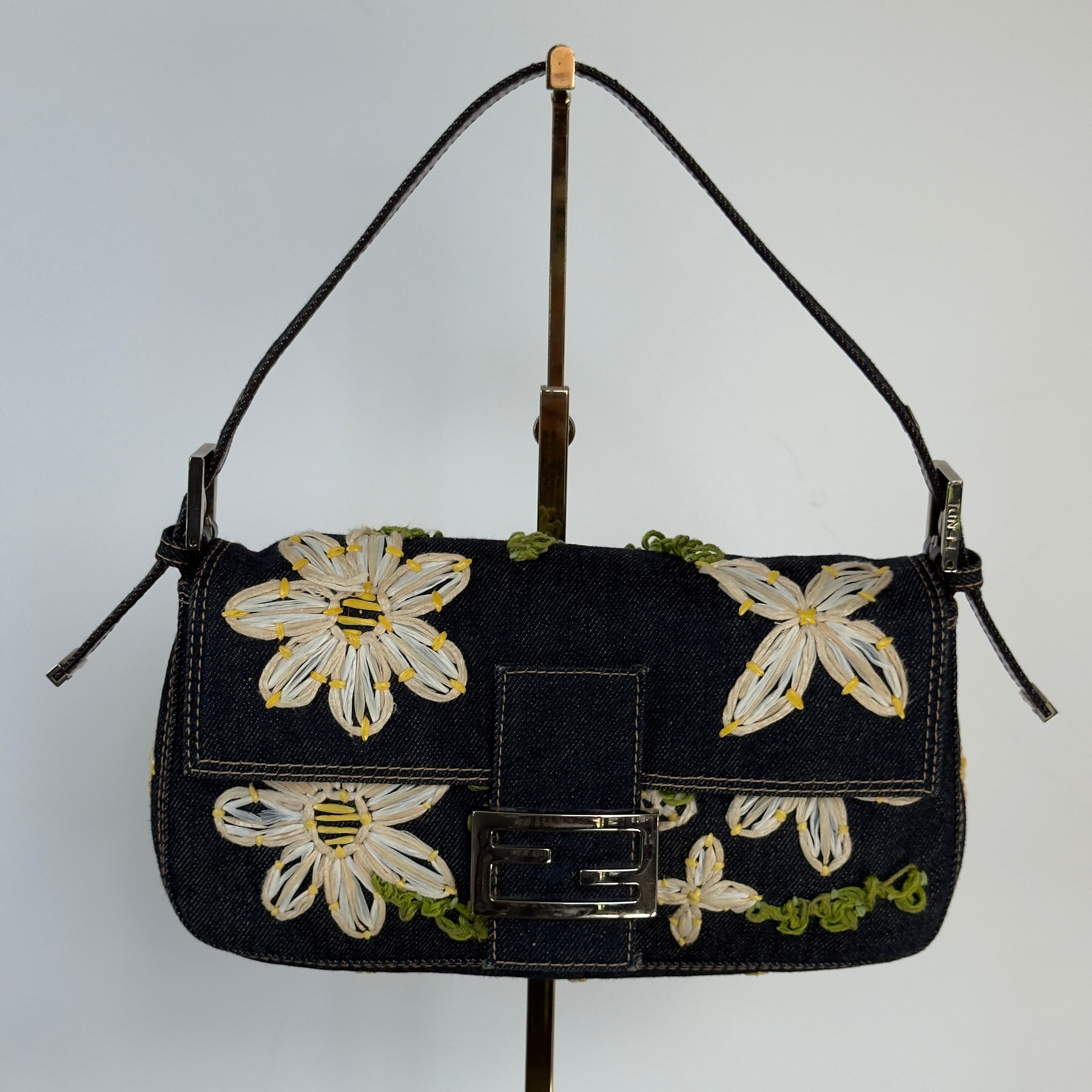 Fendi Denim Floral Baguette - Queen May