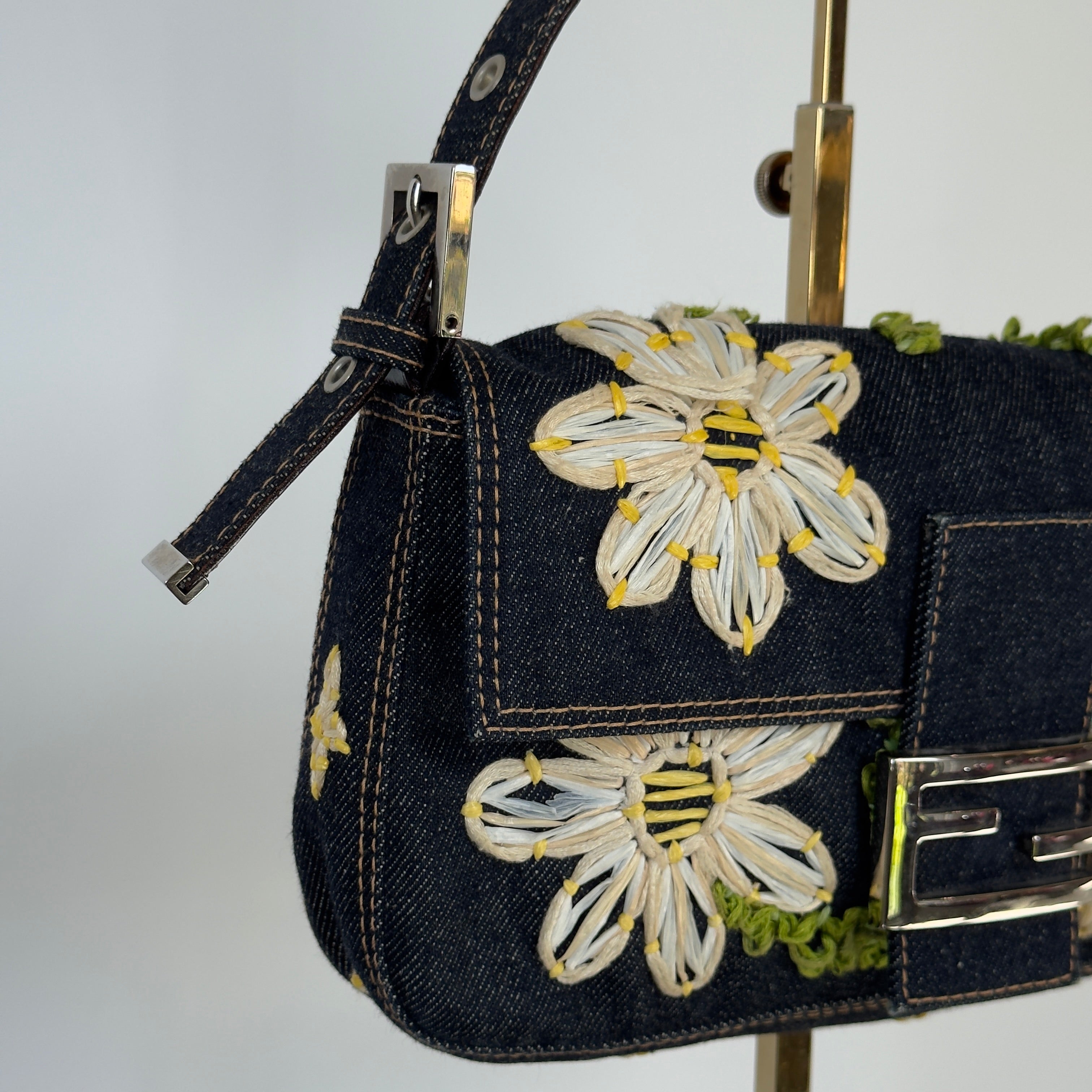 Fendi Denim Floral Baguette - Queen May