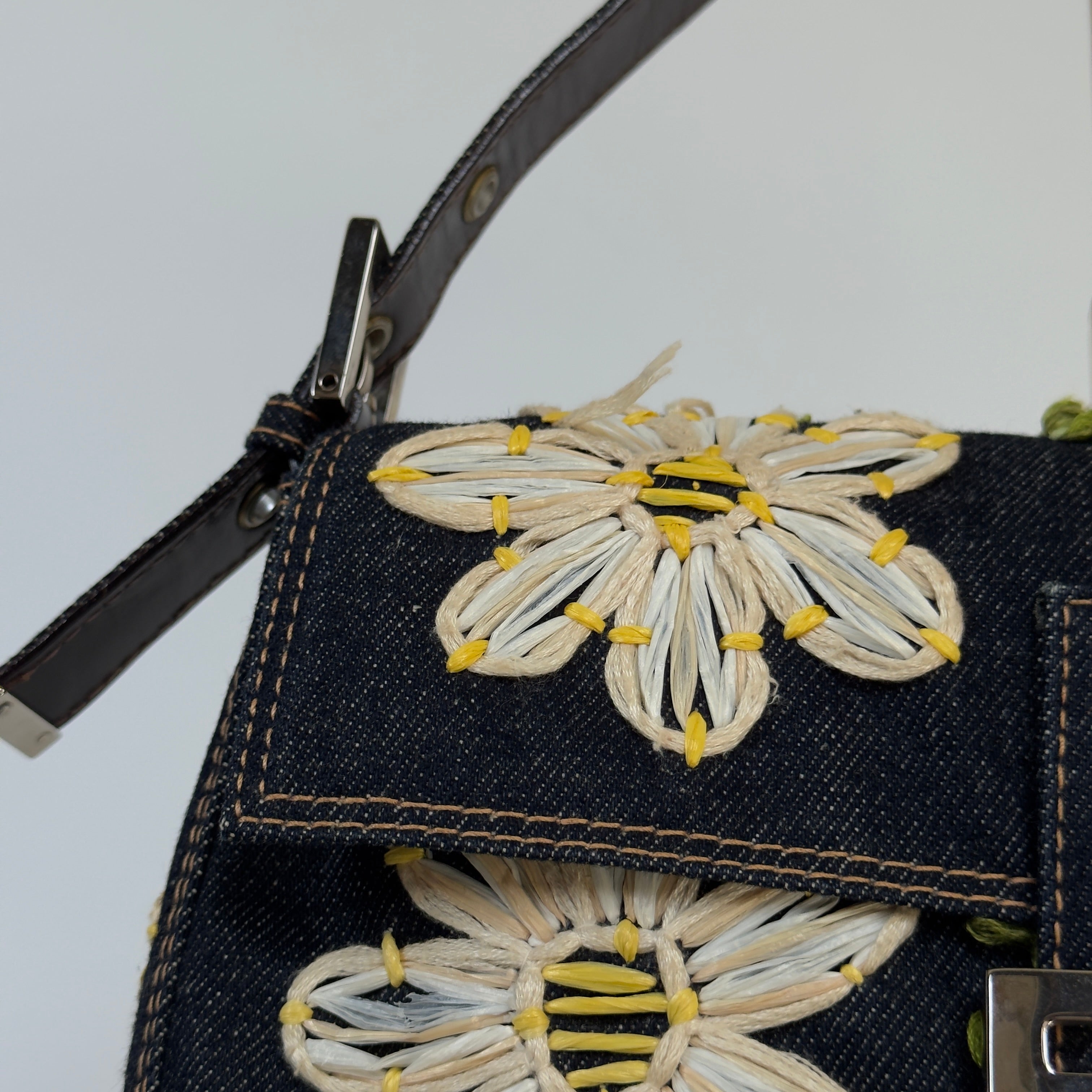 Fendi Denim Floral Baguette - Queen May