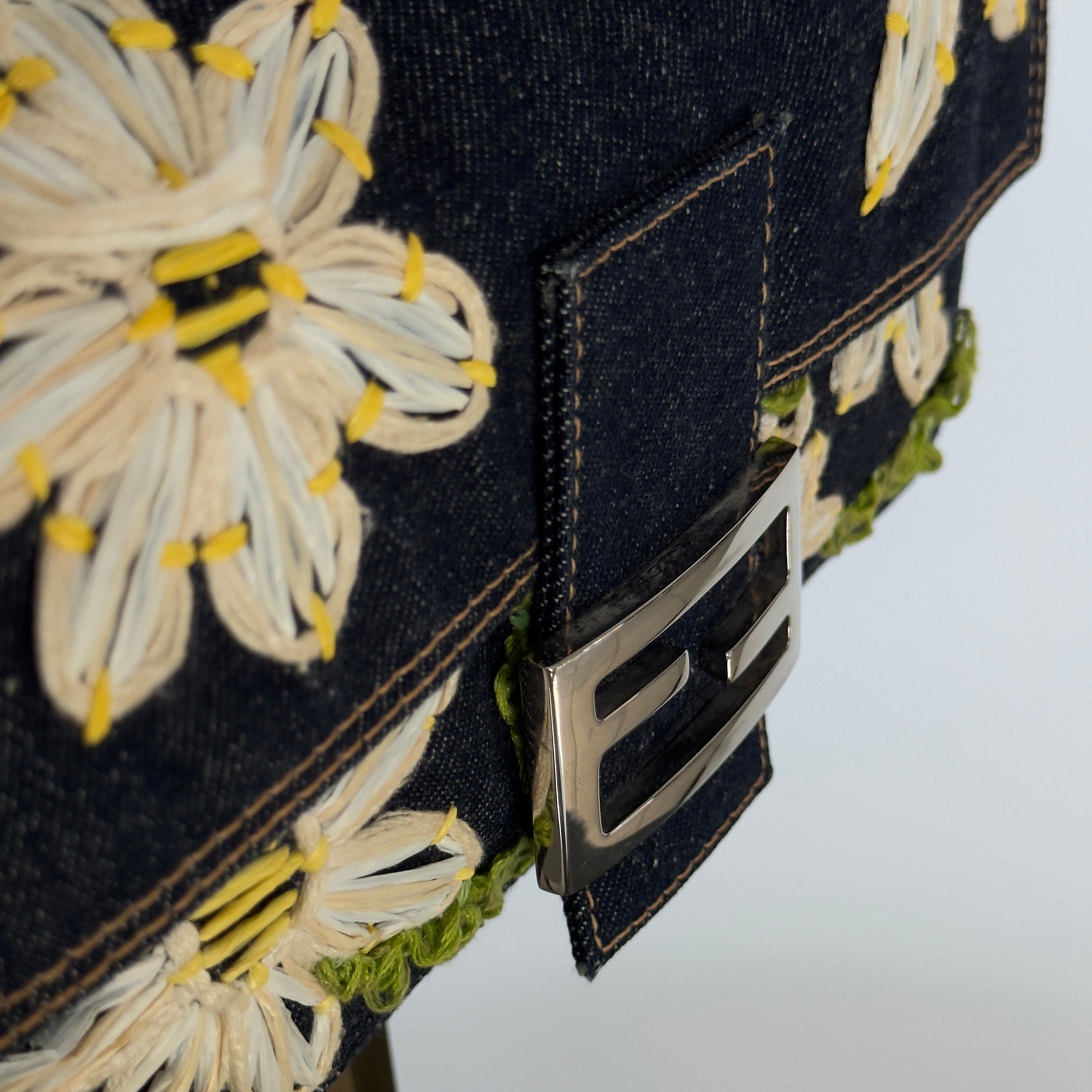 Fendi Denim Floral Baguette - Queen May