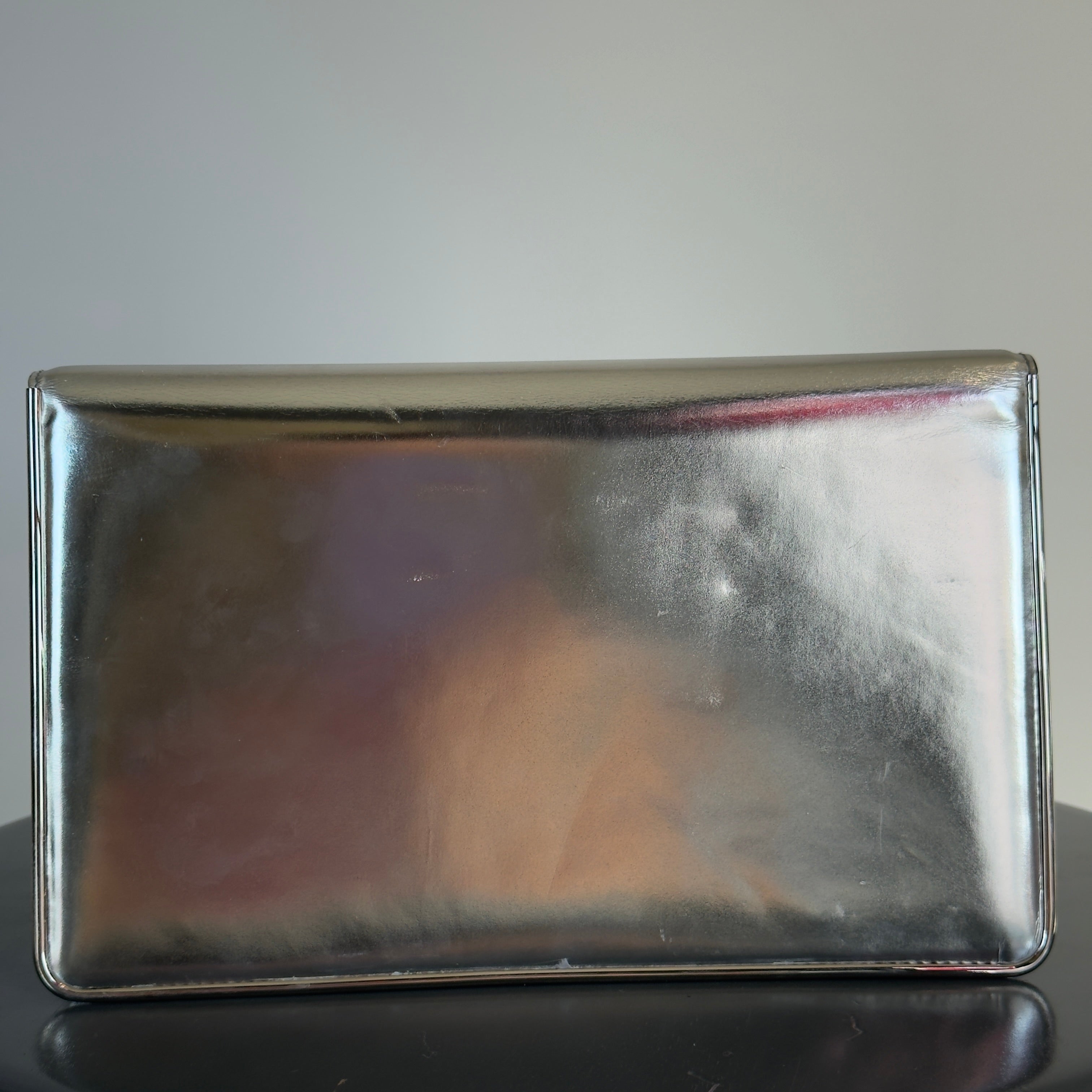 Christian Dior Silver Mirror Calfskin Leather Clutch - Queen May