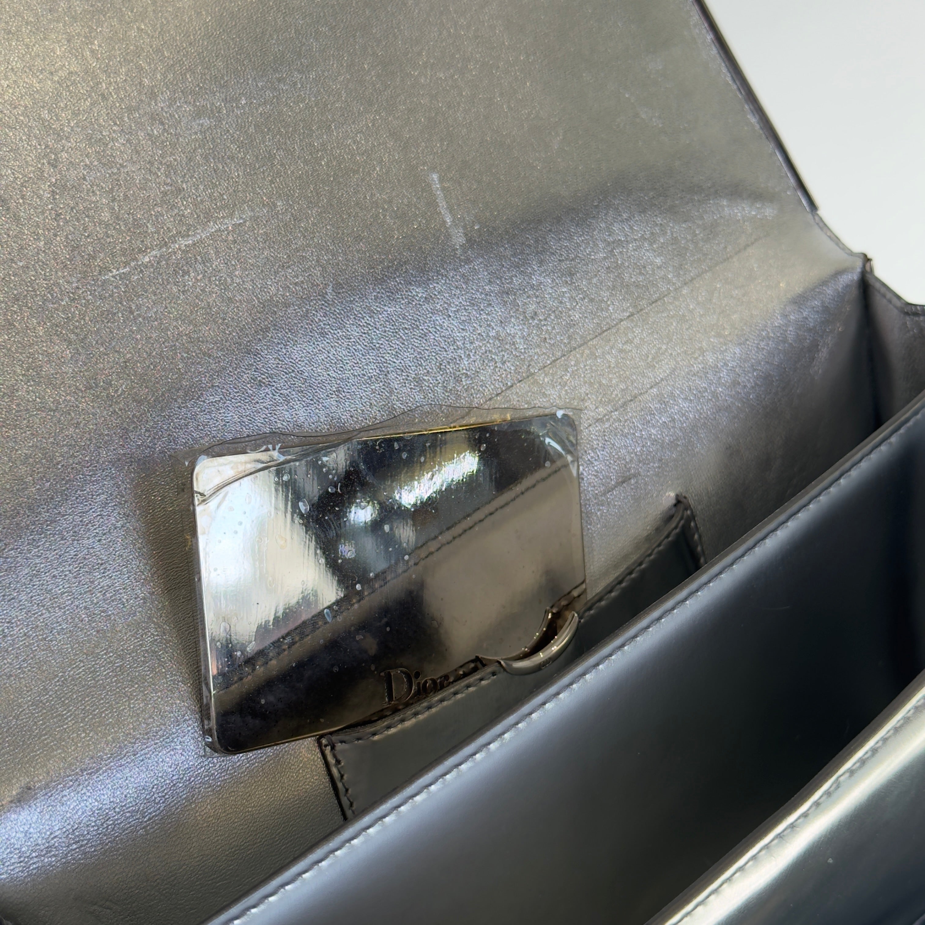Christian Dior Silver Mirror Calfskin Leather Clutch - Queen May