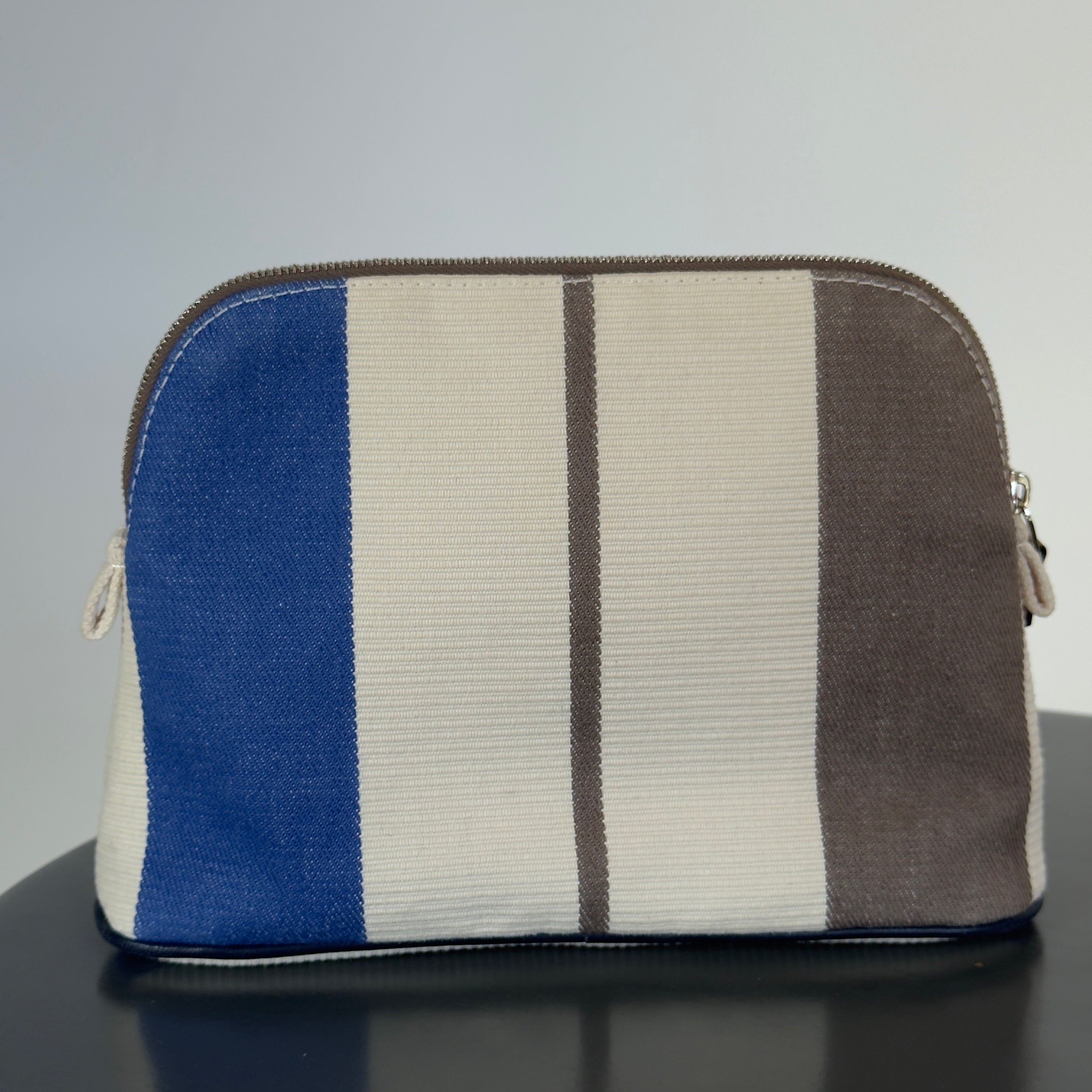 Hermes Bolide Rayures Rocabar Travel Case Etoupe/Azur - Queen May