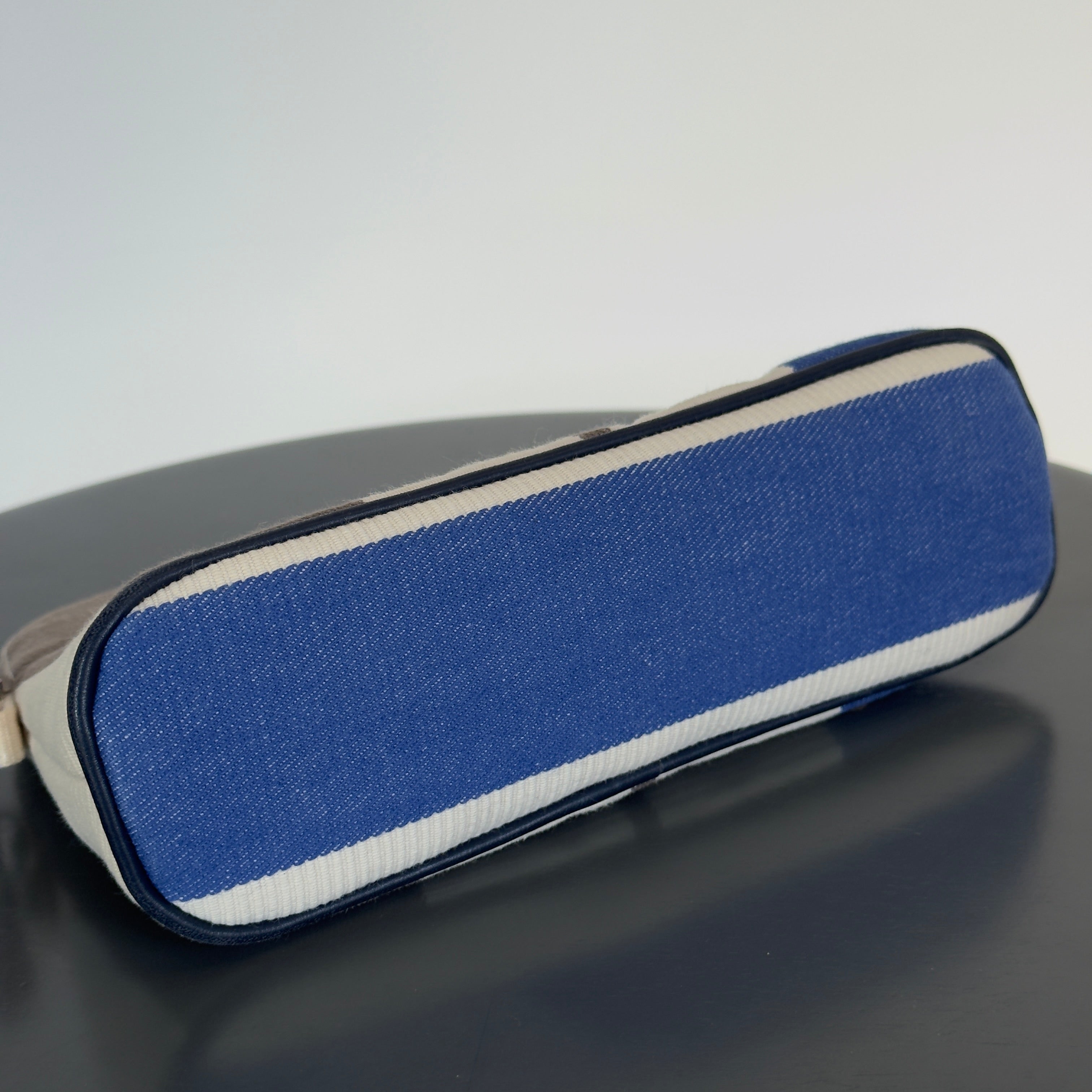 Hermes Bolide Rayures Rocabar Travel Case Etoupe/Azur - Queen May