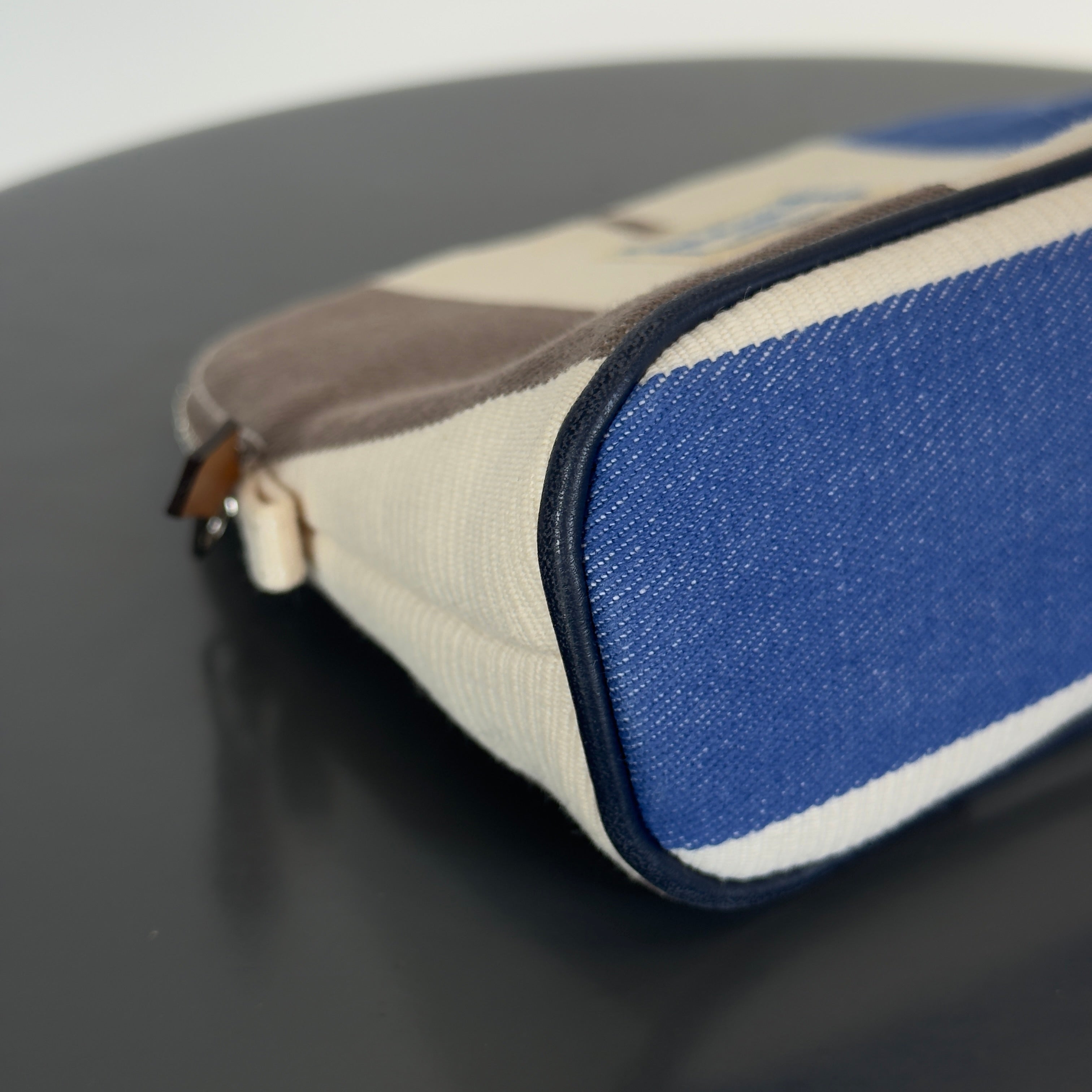 Hermes Bolide Rayures Rocabar Travel Case Etoupe/Azur - Queen May