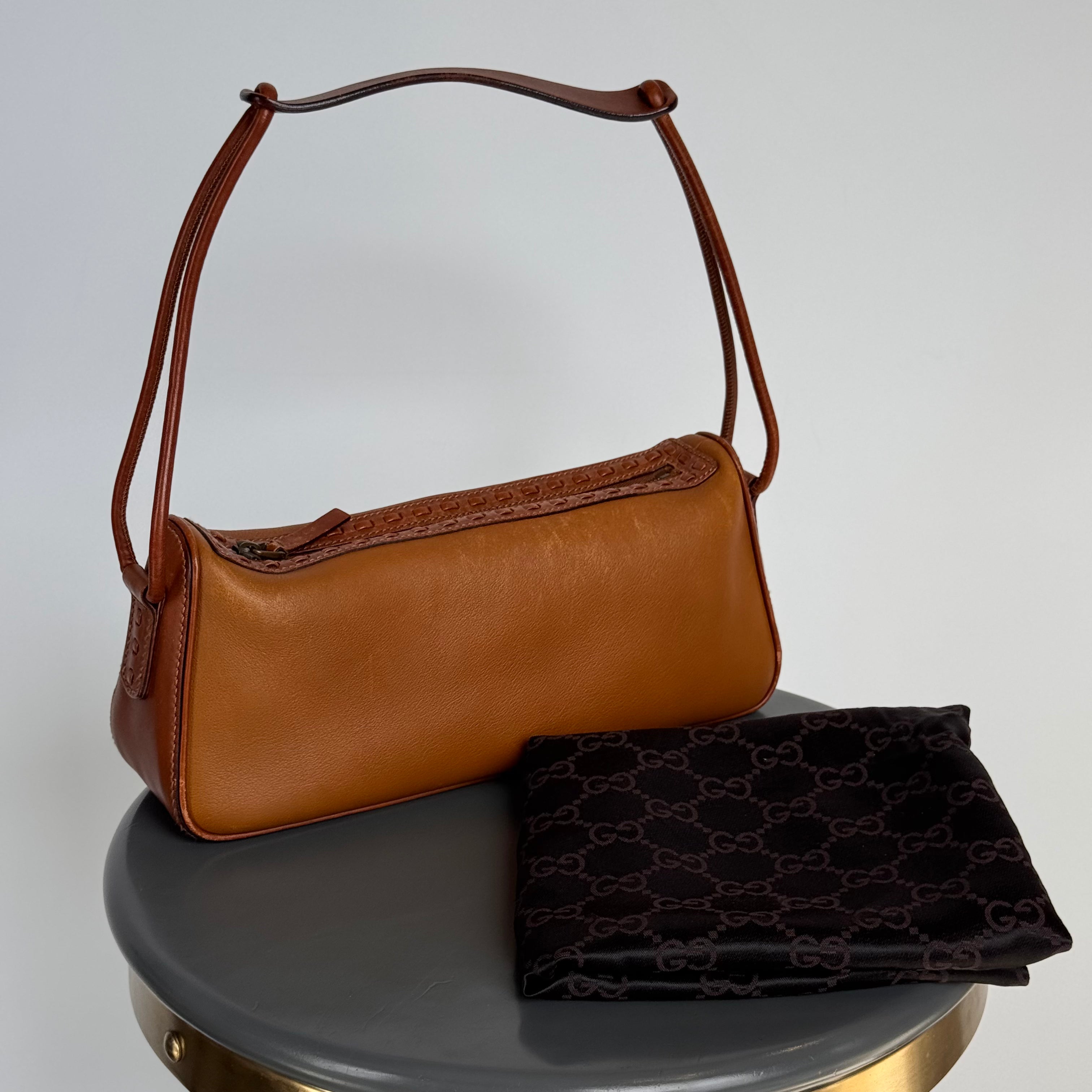 Vintage Gucci Brown Leather Shoulder Bag - Queen May