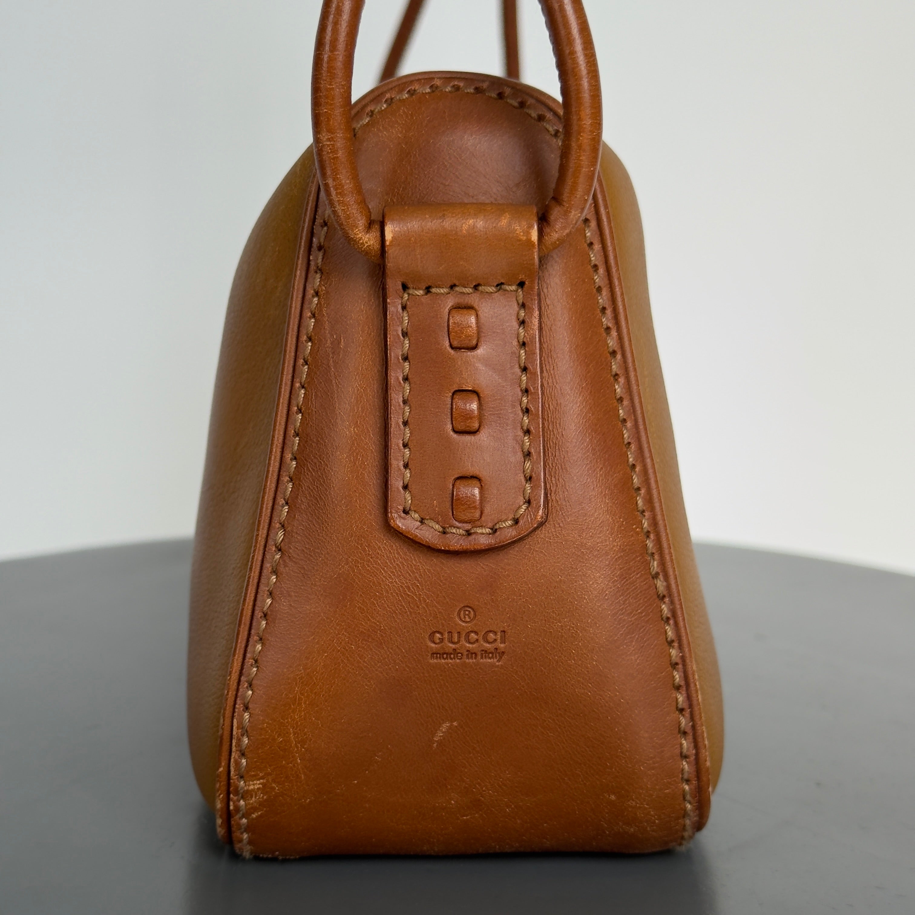 Vintage Gucci Brown Leather Shoulder Bag - Queen May