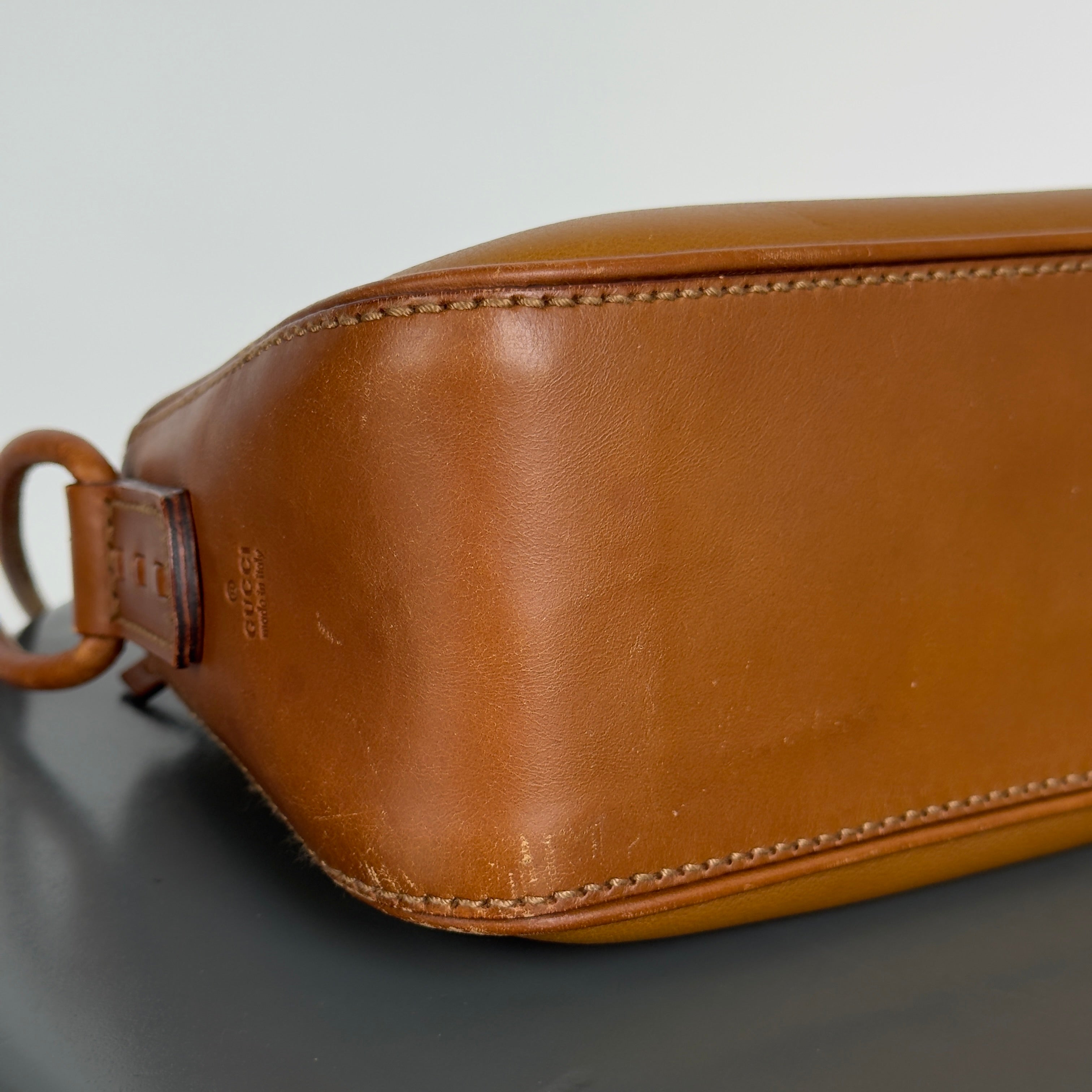 Vintage Gucci Brown Leather Shoulder Bag - Queen May