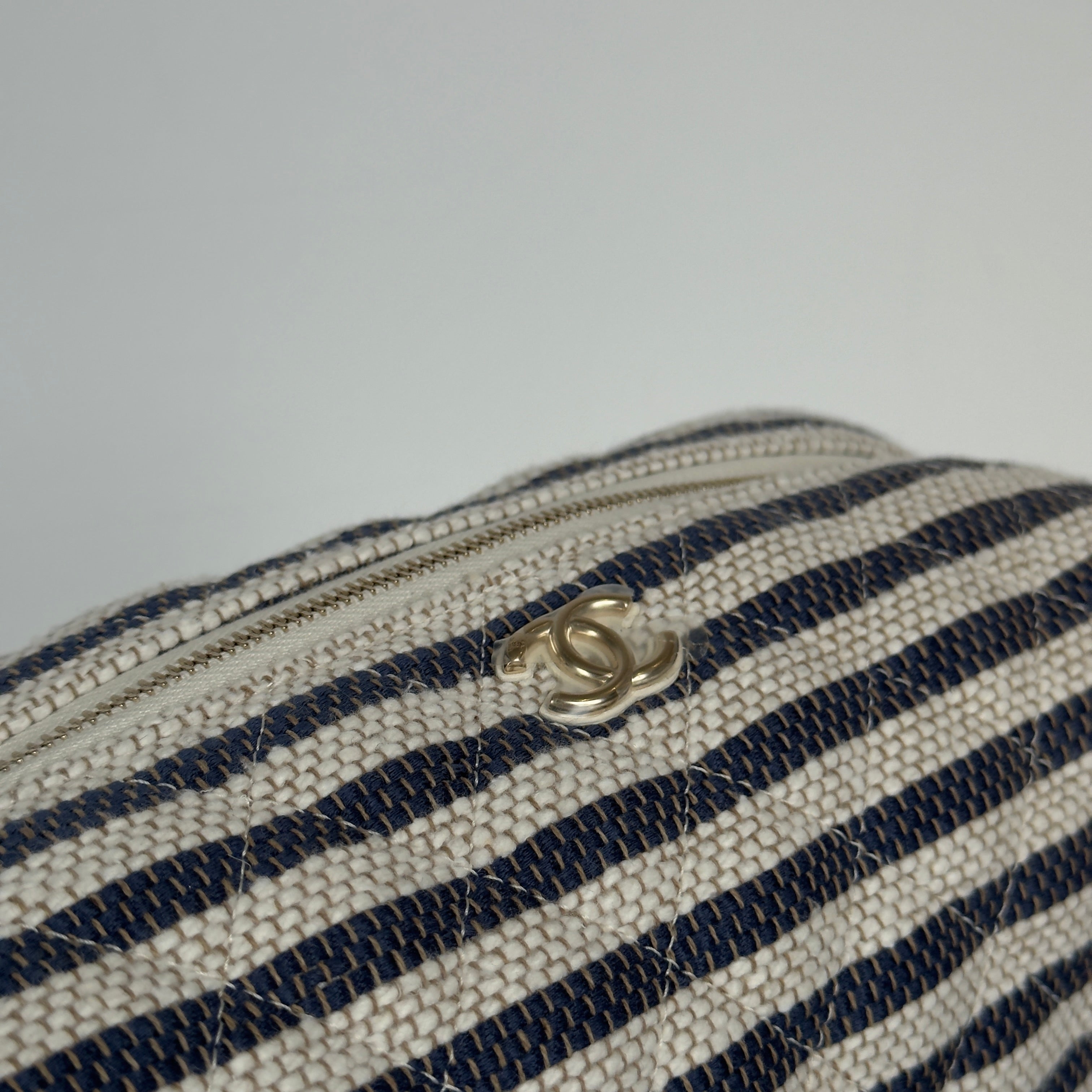 Chanel Zipped Striped Canvas Case - Queen May